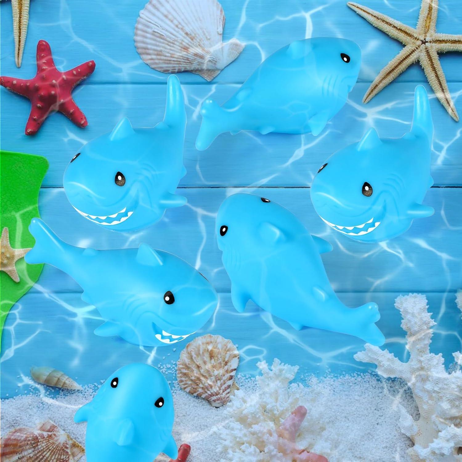 60 Piezas Juguetes de Goma Tiburones para Baño Mototo