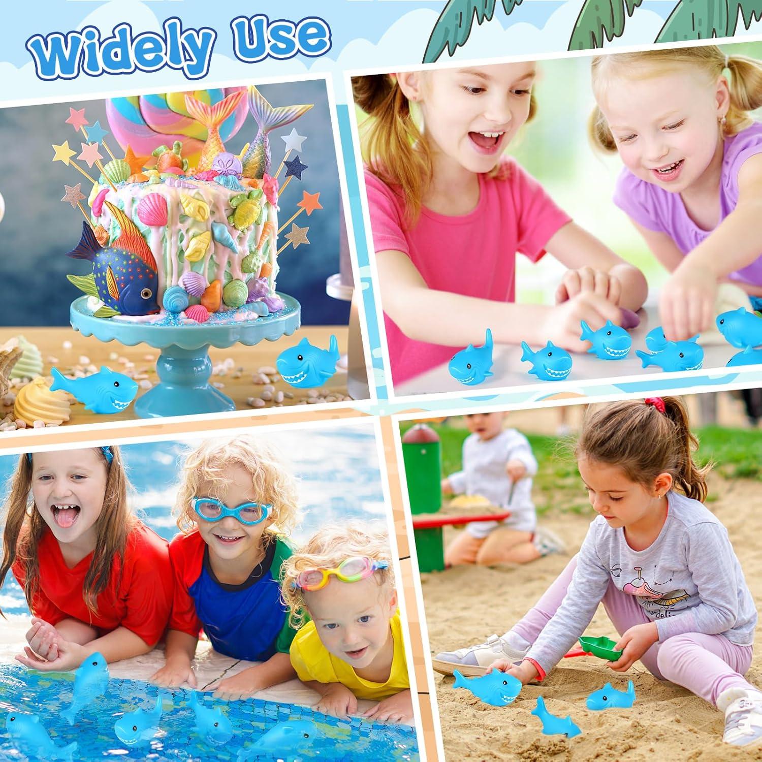 60 Piezas Juguetes de Goma Tiburones para Baño Mototo