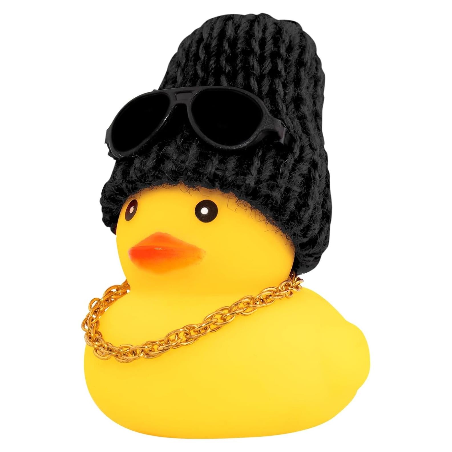 Ornamento de coche pato de goma Wonuu con casco y gafas