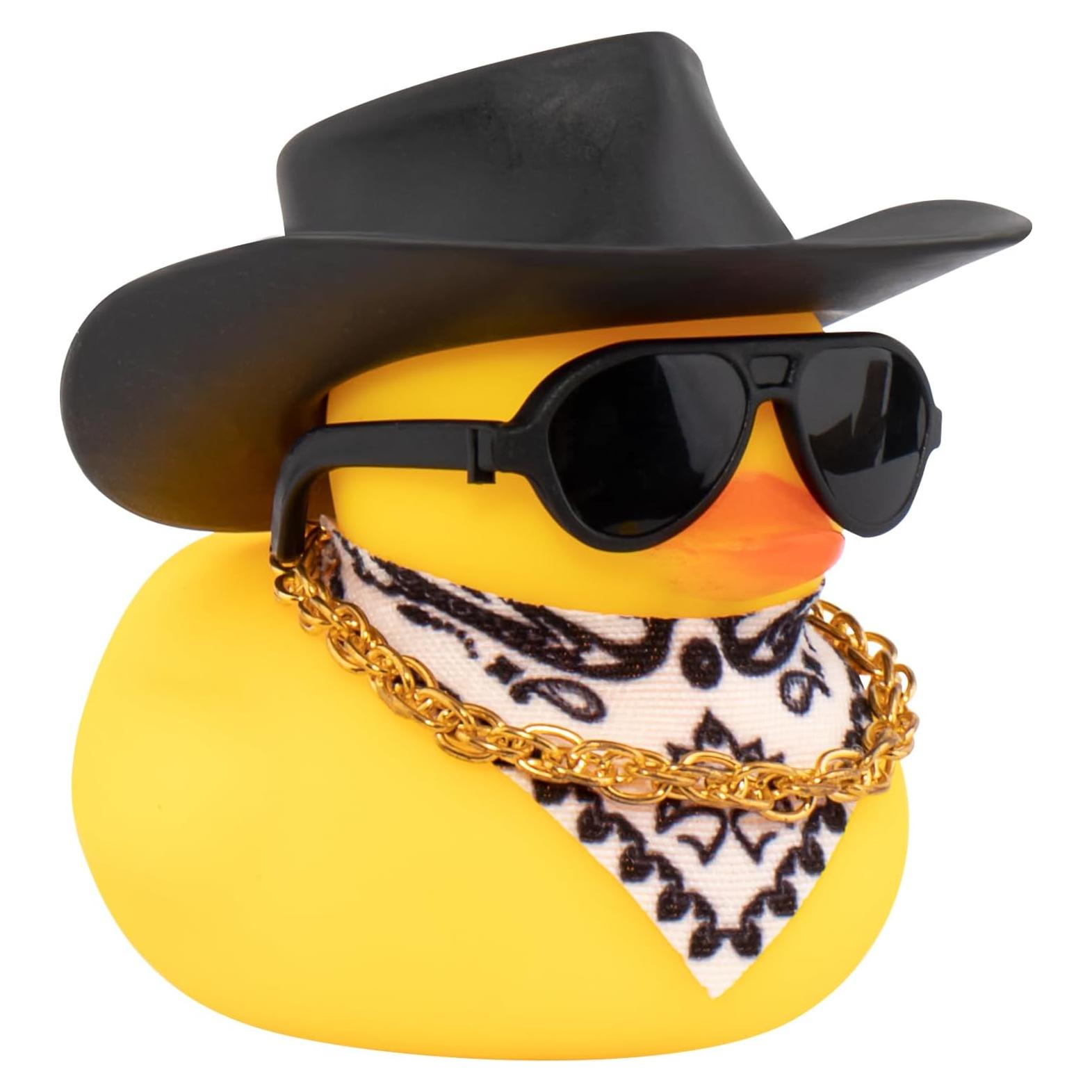 Pato de Goma Wonuu con Sombrero y Gafas para Auto 6x4.5cm
