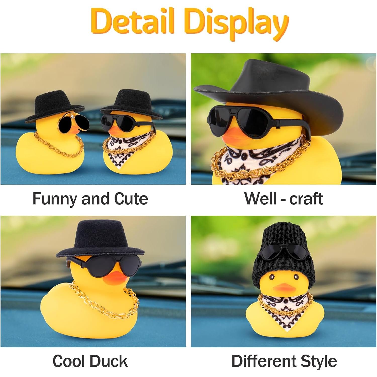 Pato de Goma Wonuu con Sombrero y Gafas para Auto 6x4.5cm