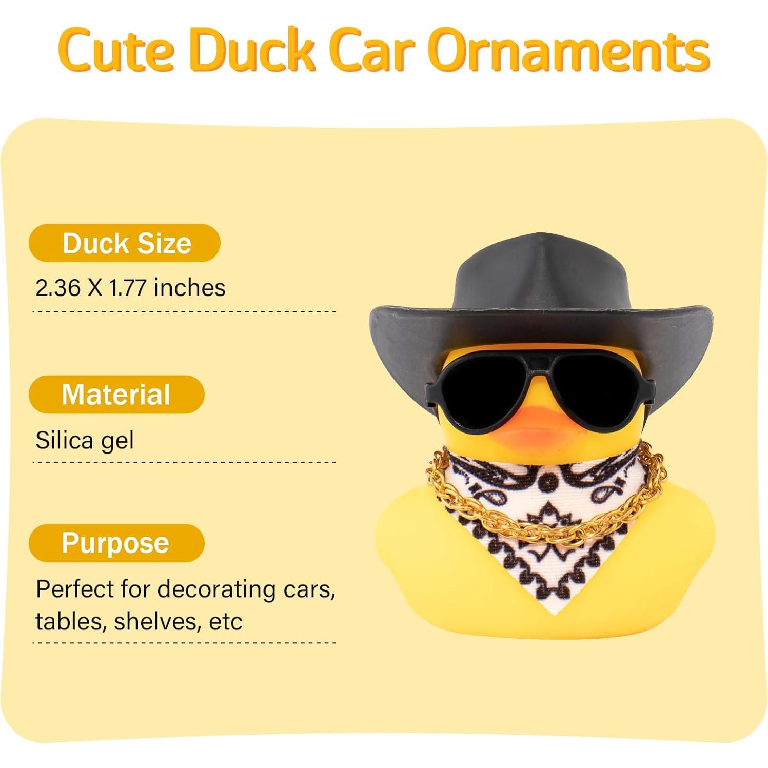 Pato de Goma Wonuu con Sombrero y Gafas para Auto 6x4.5cm