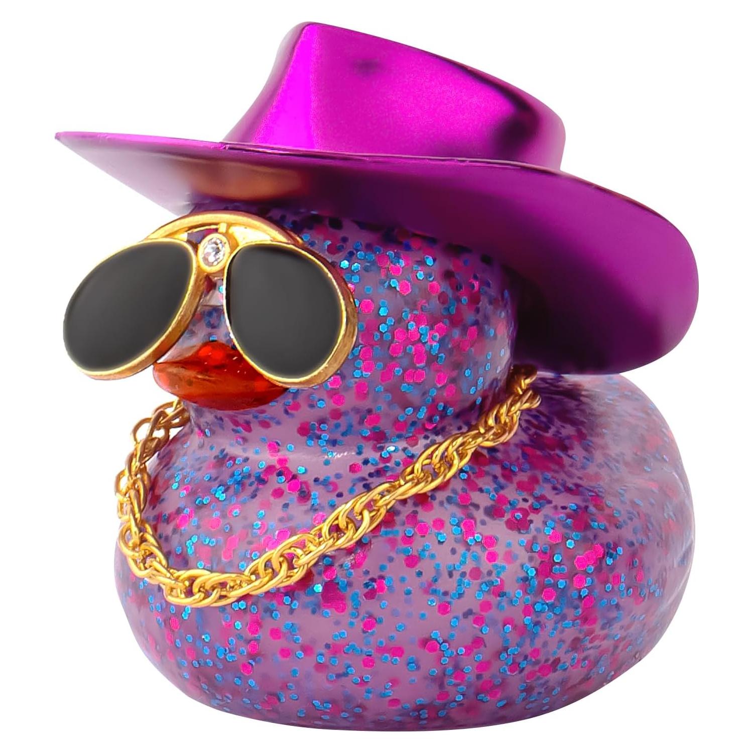 Pato de Goma para Auto wonuu con Sombrero y Gafas - Mini 5.08cm