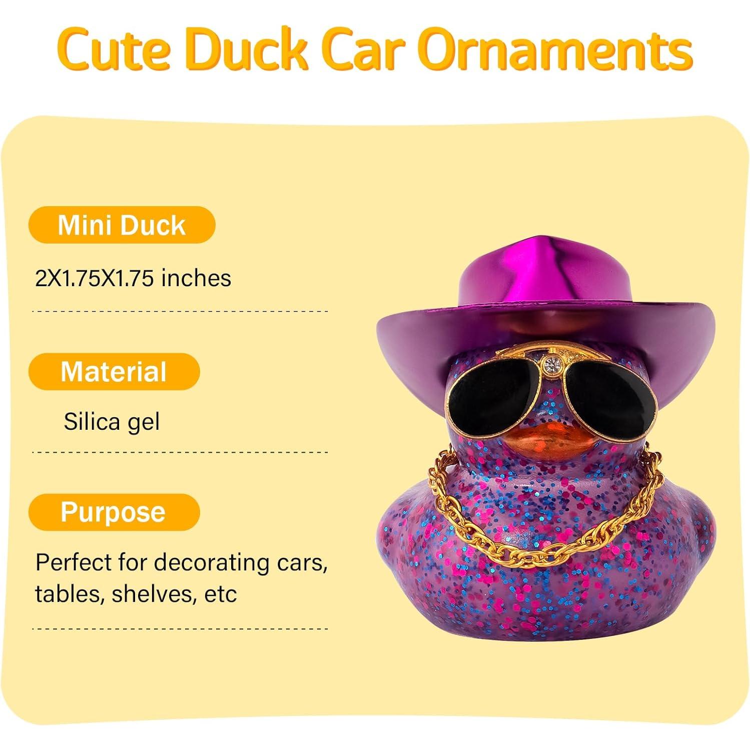 Pato de Goma para Auto wonuu con Sombrero y Gafas - Mini 5.08cm