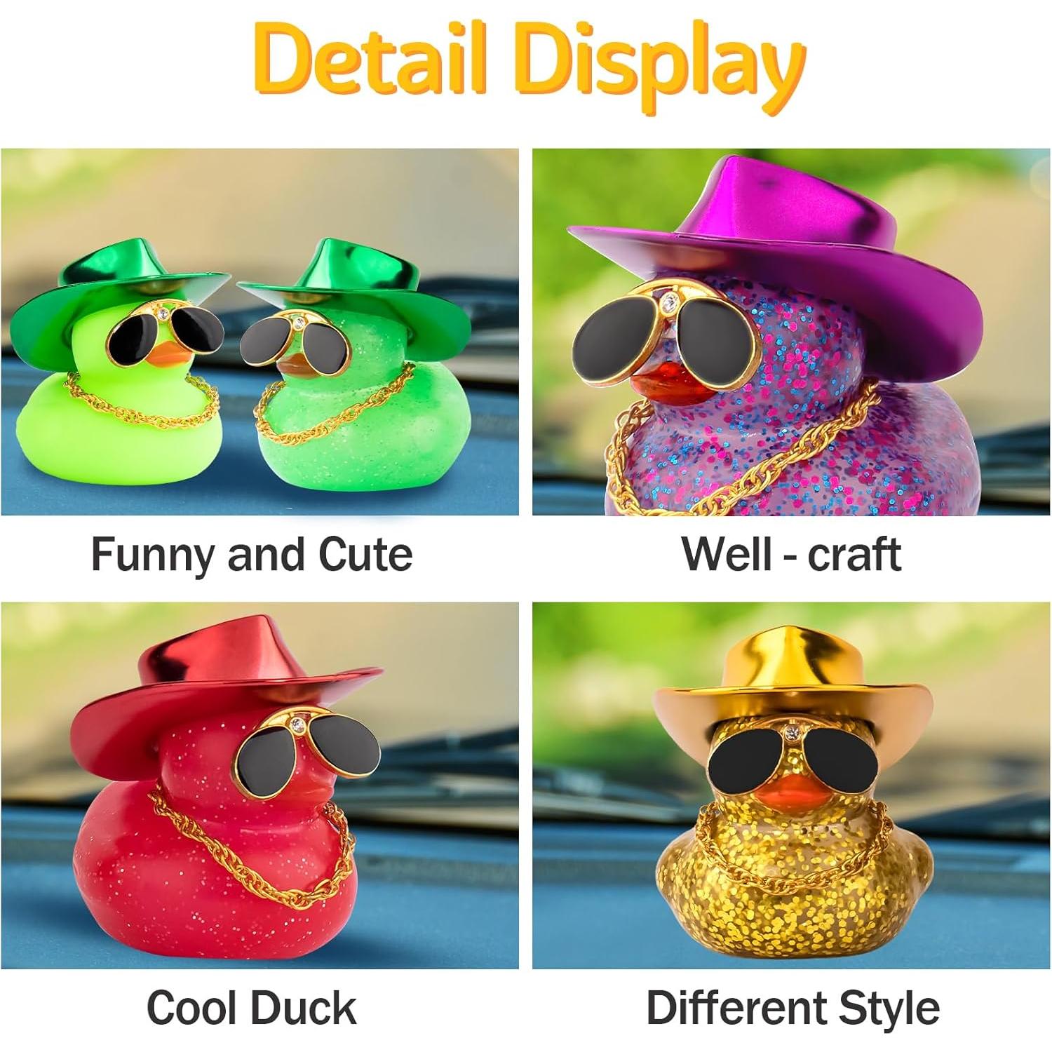 Pato de Goma para Auto wonuu con Sombrero y Gafas - Mini 5.08cm