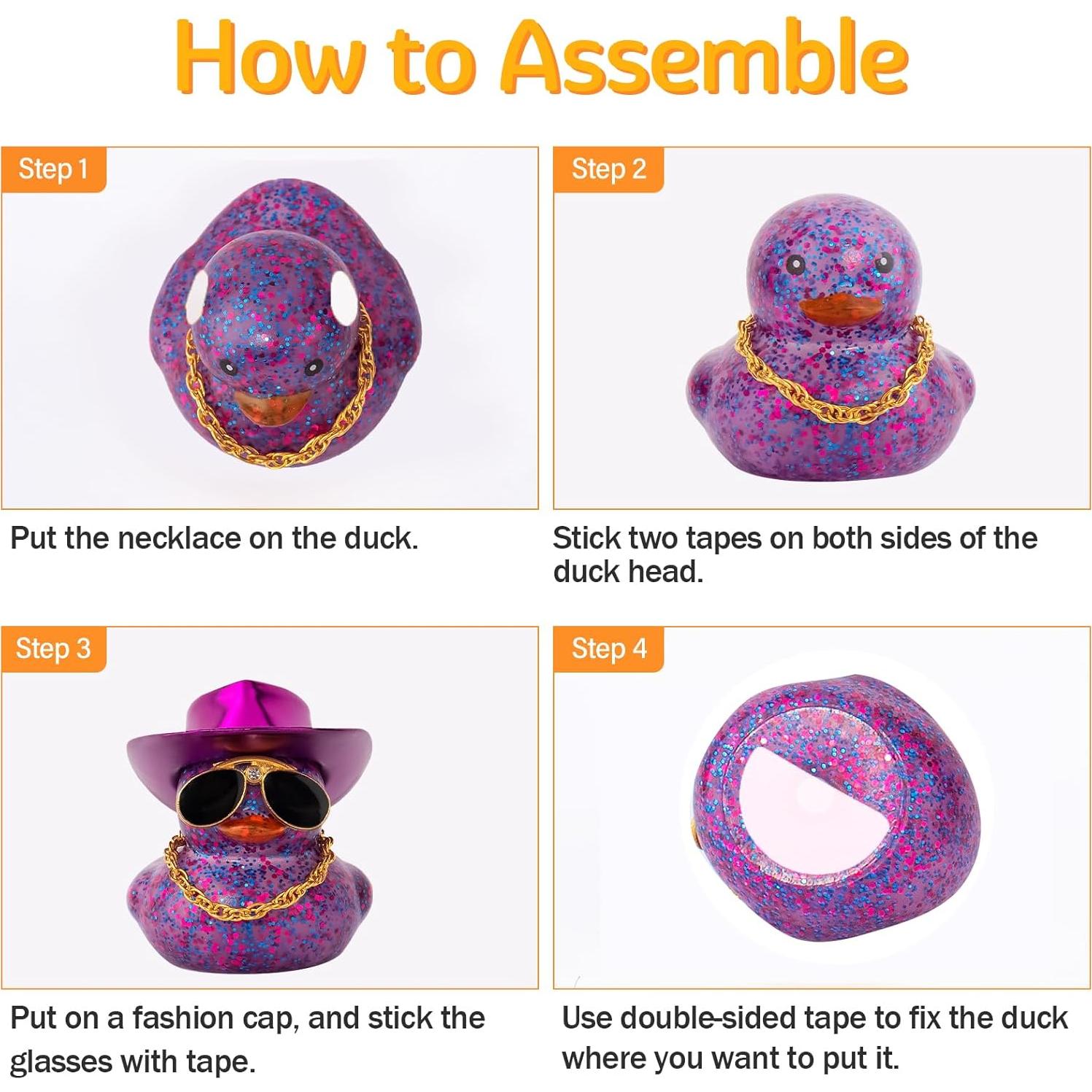 Pato de Goma para Auto wonuu con Sombrero y Gafas - Mini 5.08cm