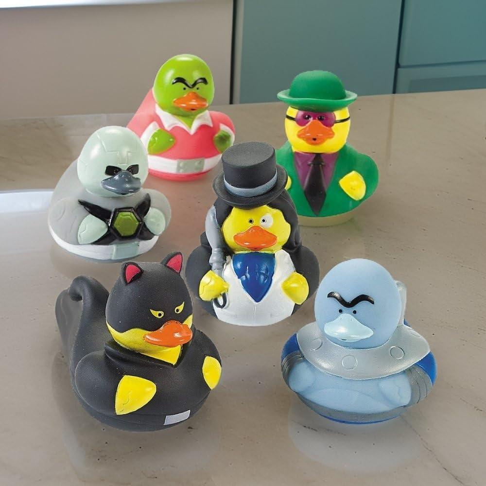 Juego de 12 Patitos de Hule Villanos Superhéroes - 5 a 6.3 cm