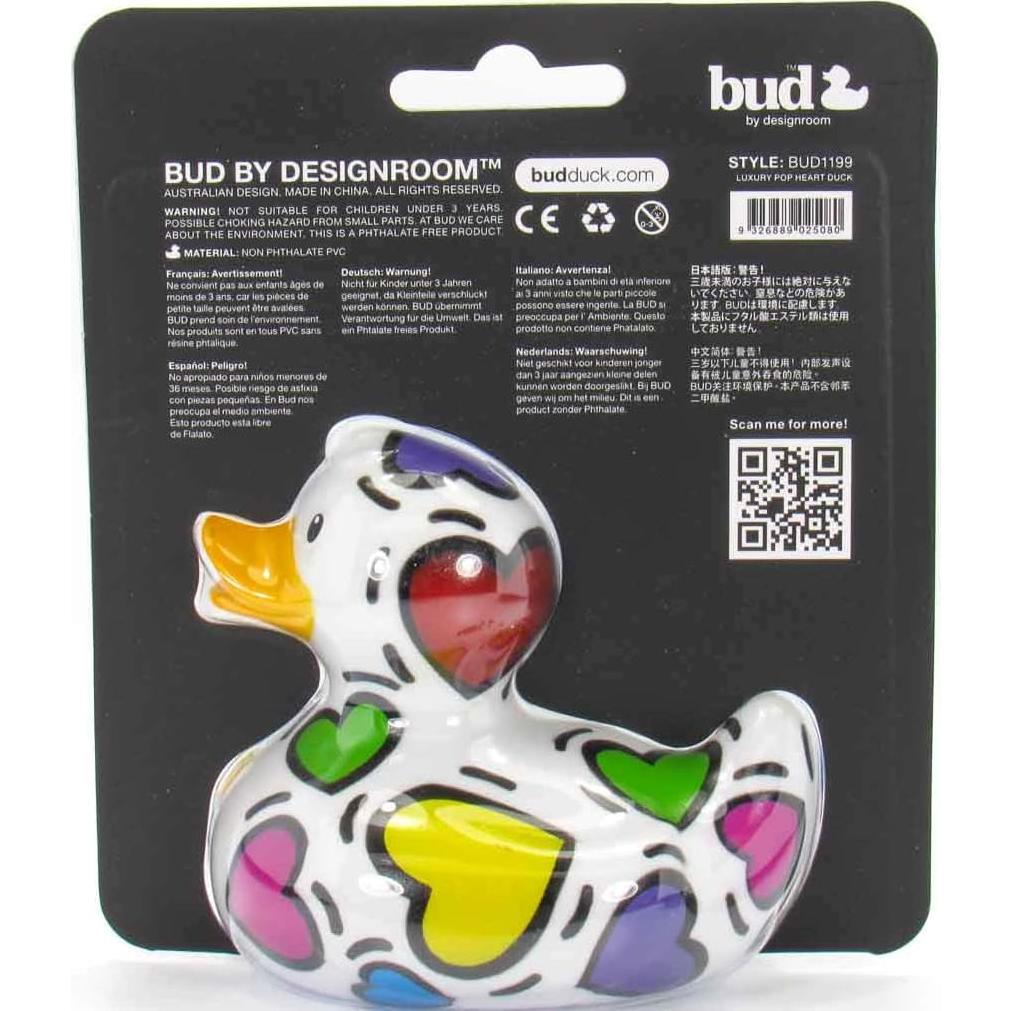 Pato de Goma Corazón Bud Ducks 10.16 cm - Regalo San Valentín