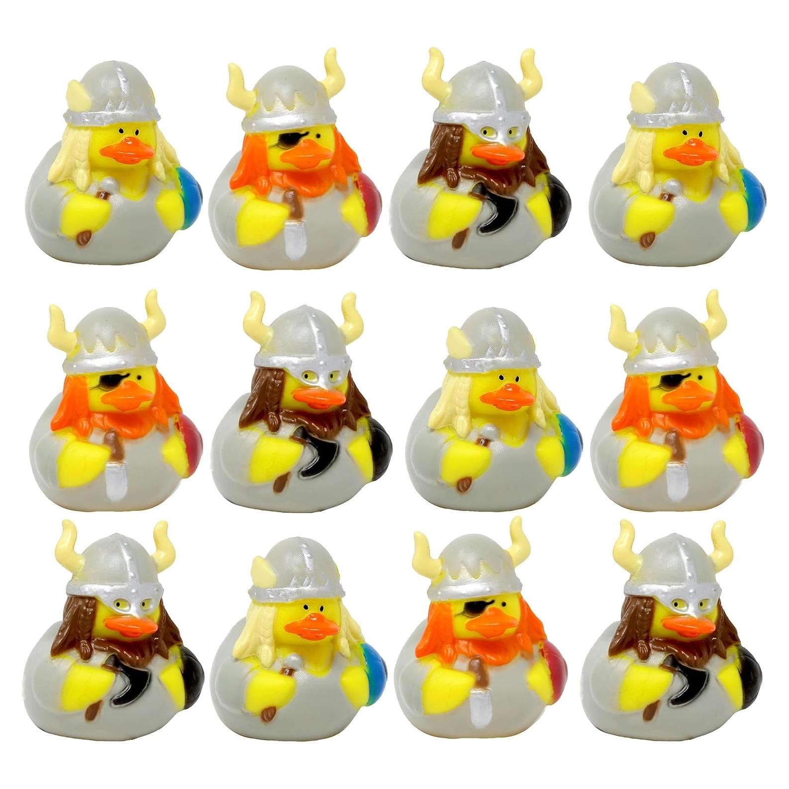 Set de 12 Patitos de Goma Vikingos - Decoración Fiesta Medieval