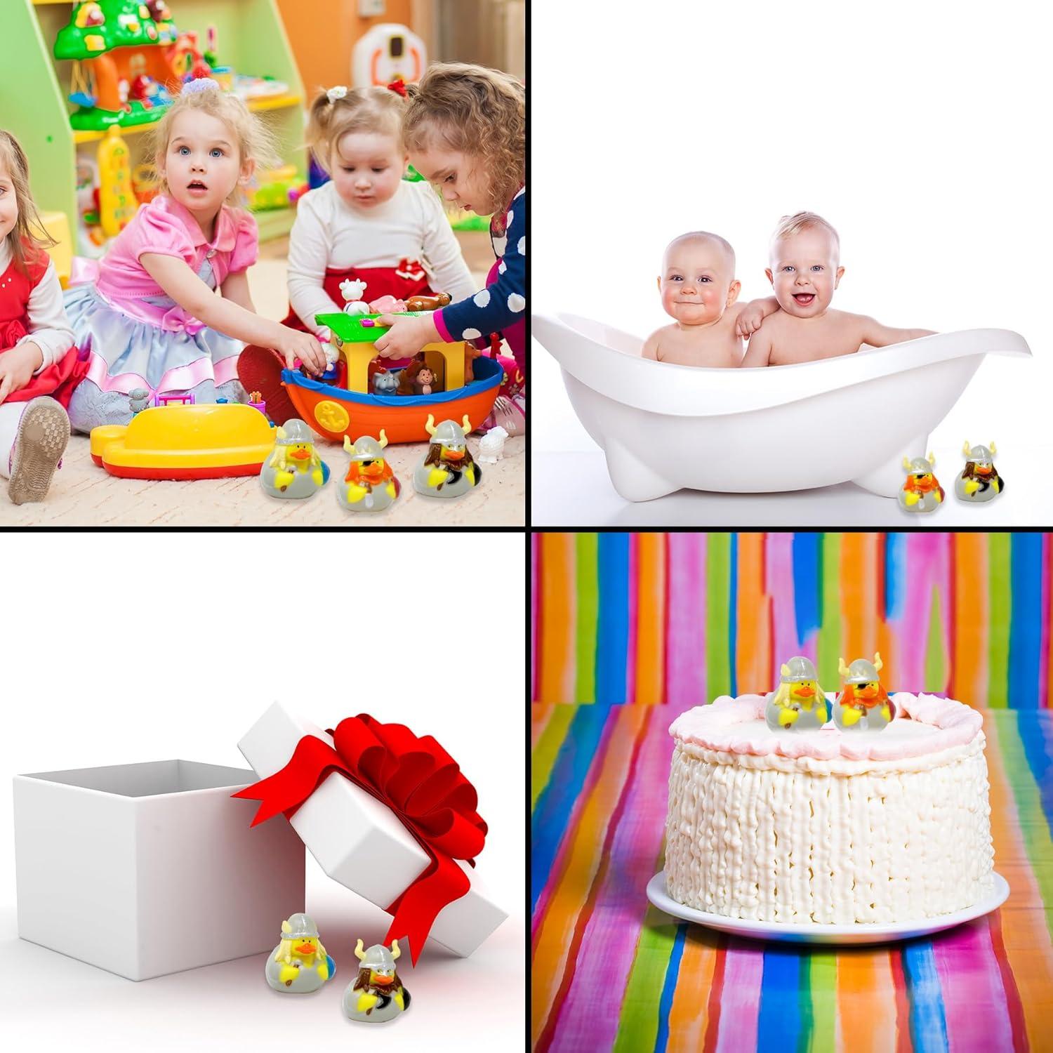 Set de 12 Patitos de Goma Vikingos - Decoración Fiesta Medieval