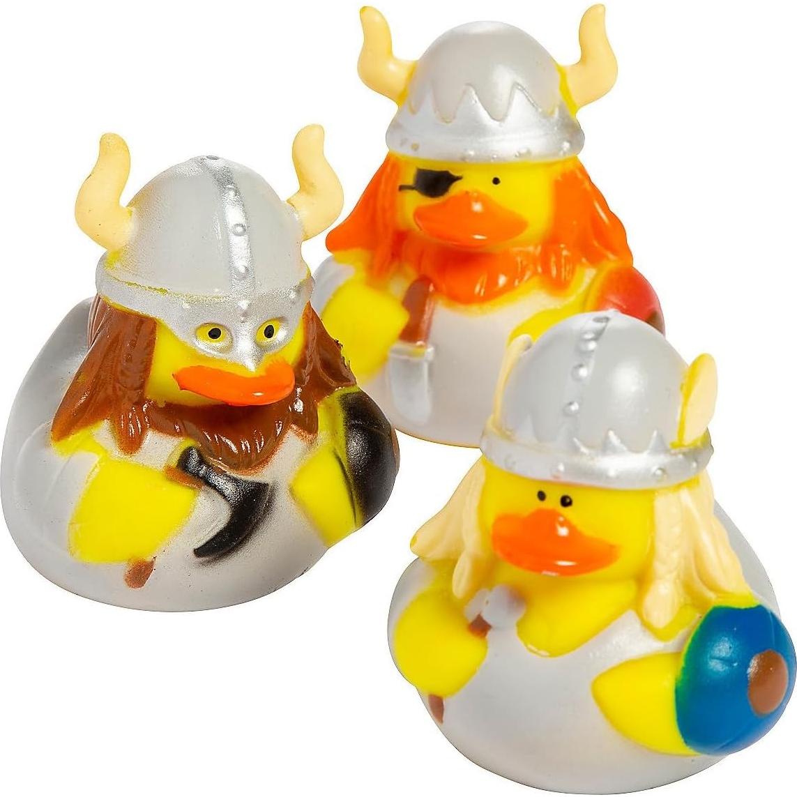 Set de 12 Patitos de Goma Vikingos - Decoración Fiesta Medieval