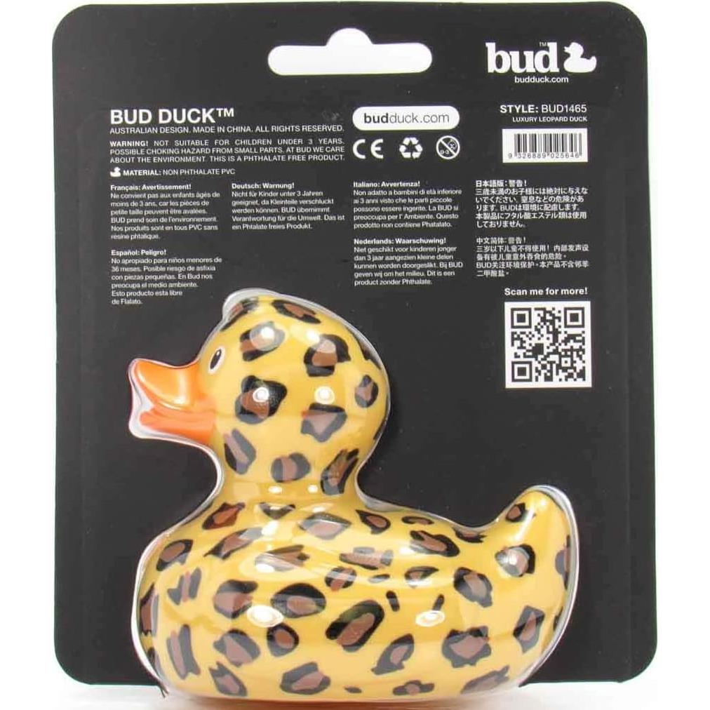 Juguete de baño pato de goma Bud Ducks leopardo 10 cm