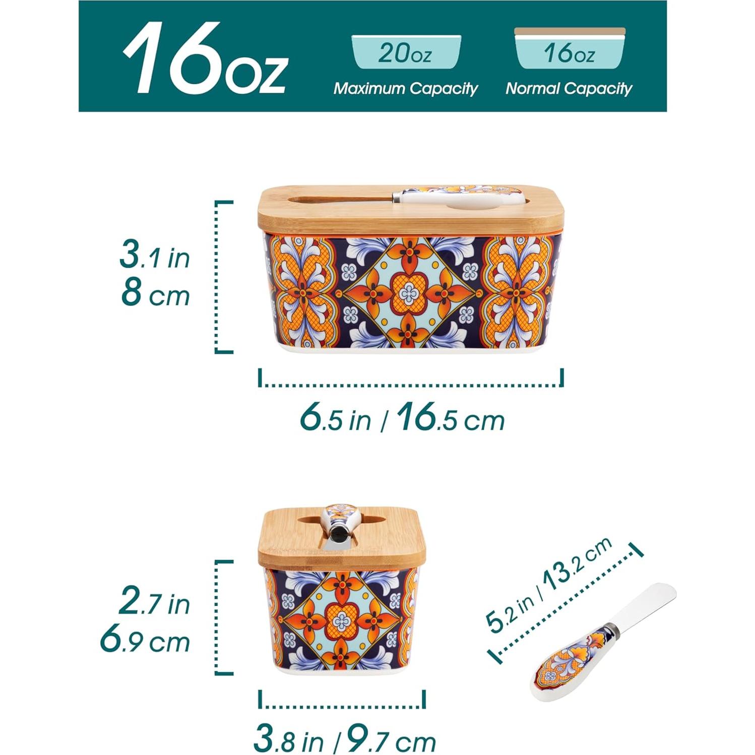 Plato de Mantequilla vancasso SIMI con Tapa de Bambú 16.5 cm