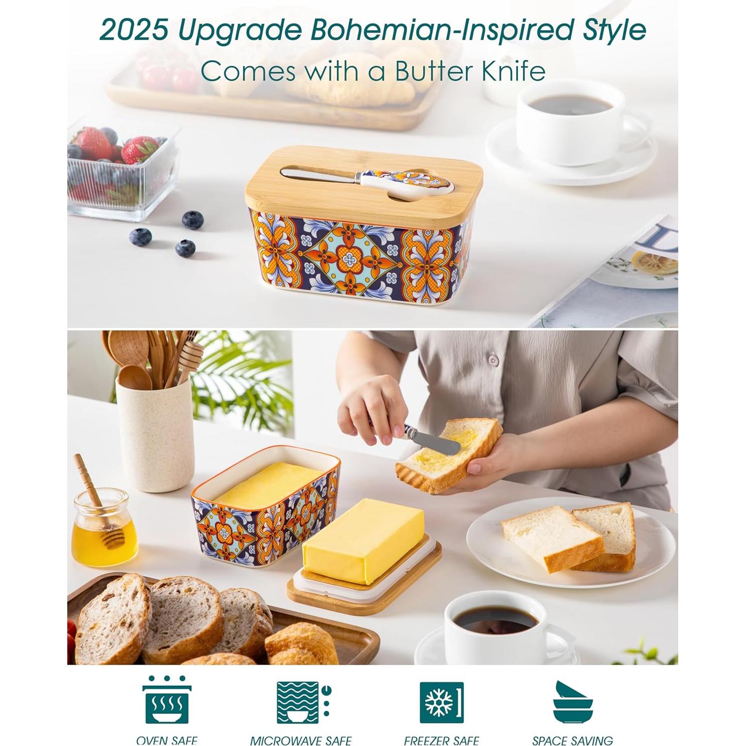 Plato de Mantequilla vancasso SIMI con Tapa de Bambú 16.5 cm