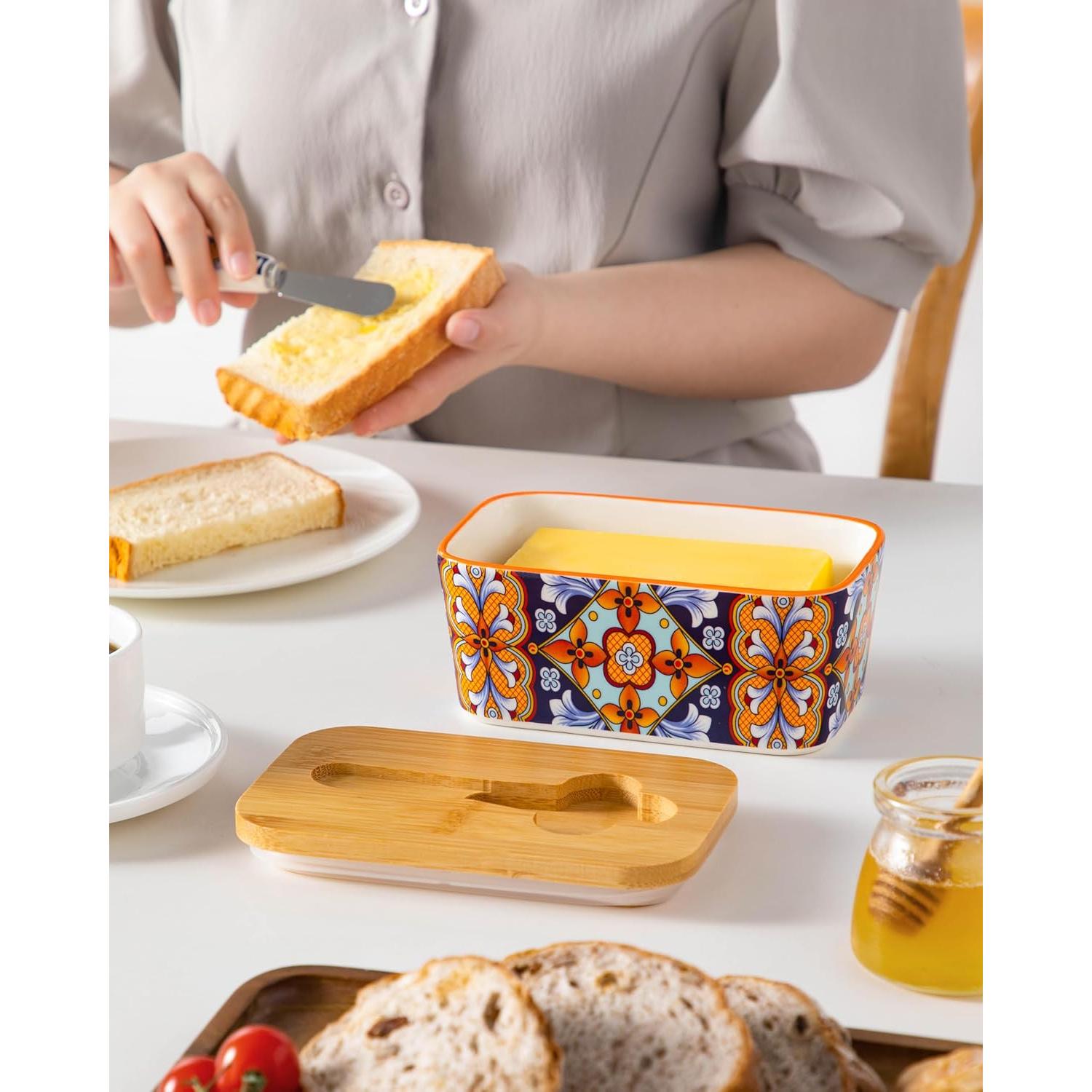 Plato de Mantequilla vancasso SIMI con Tapa de Bambú 16.5 cm