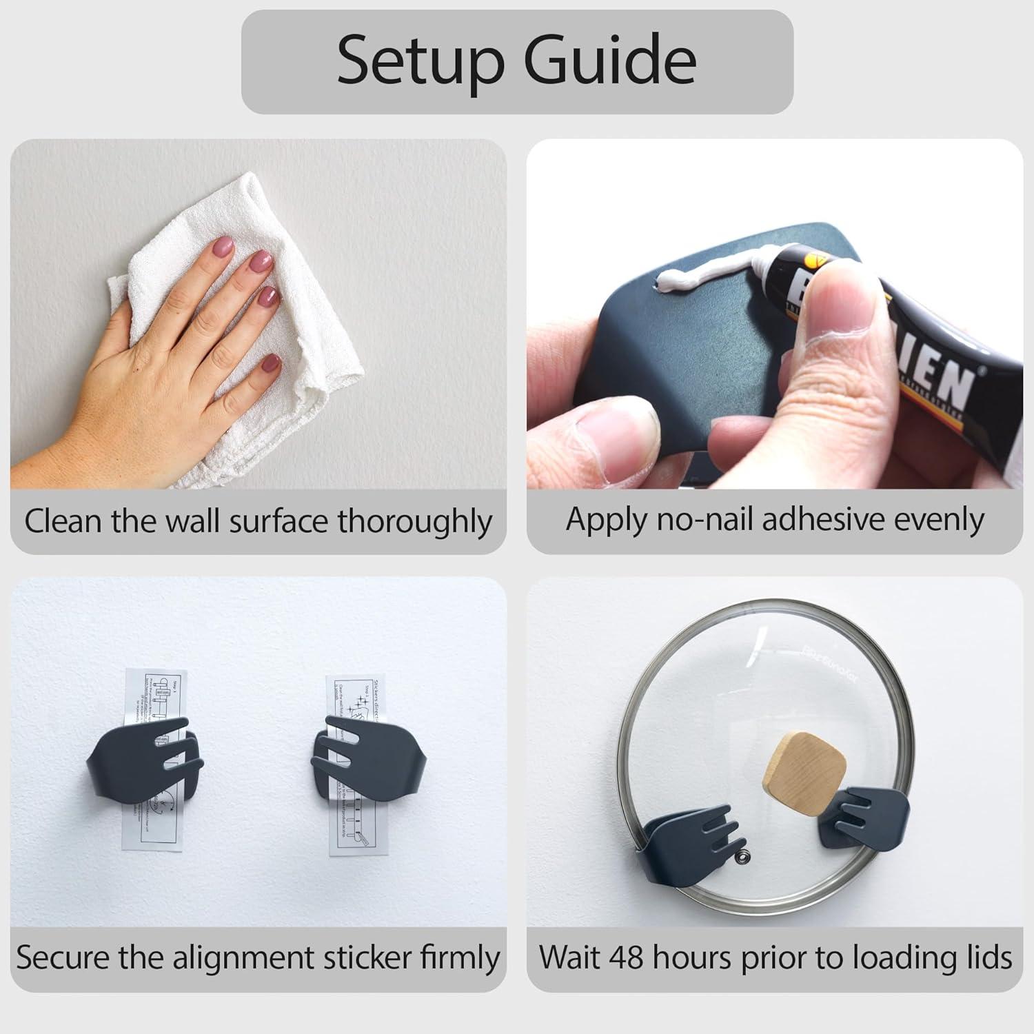 Organizador de Tapa de Olla Li & Zhao Montado en Pared Negro