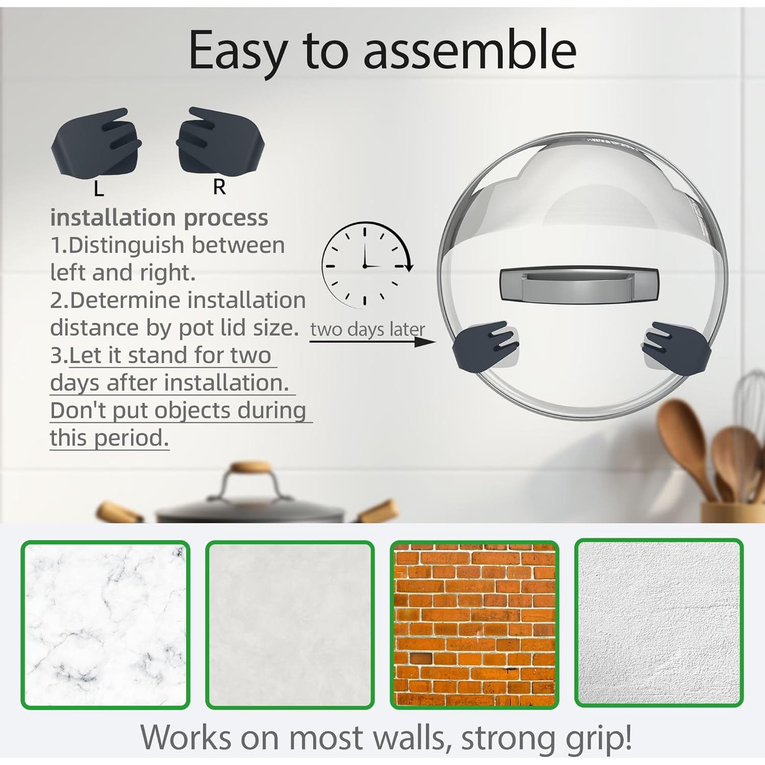 Organizador de Tapa de Olla Li & Zhao Montado en Pared Negro