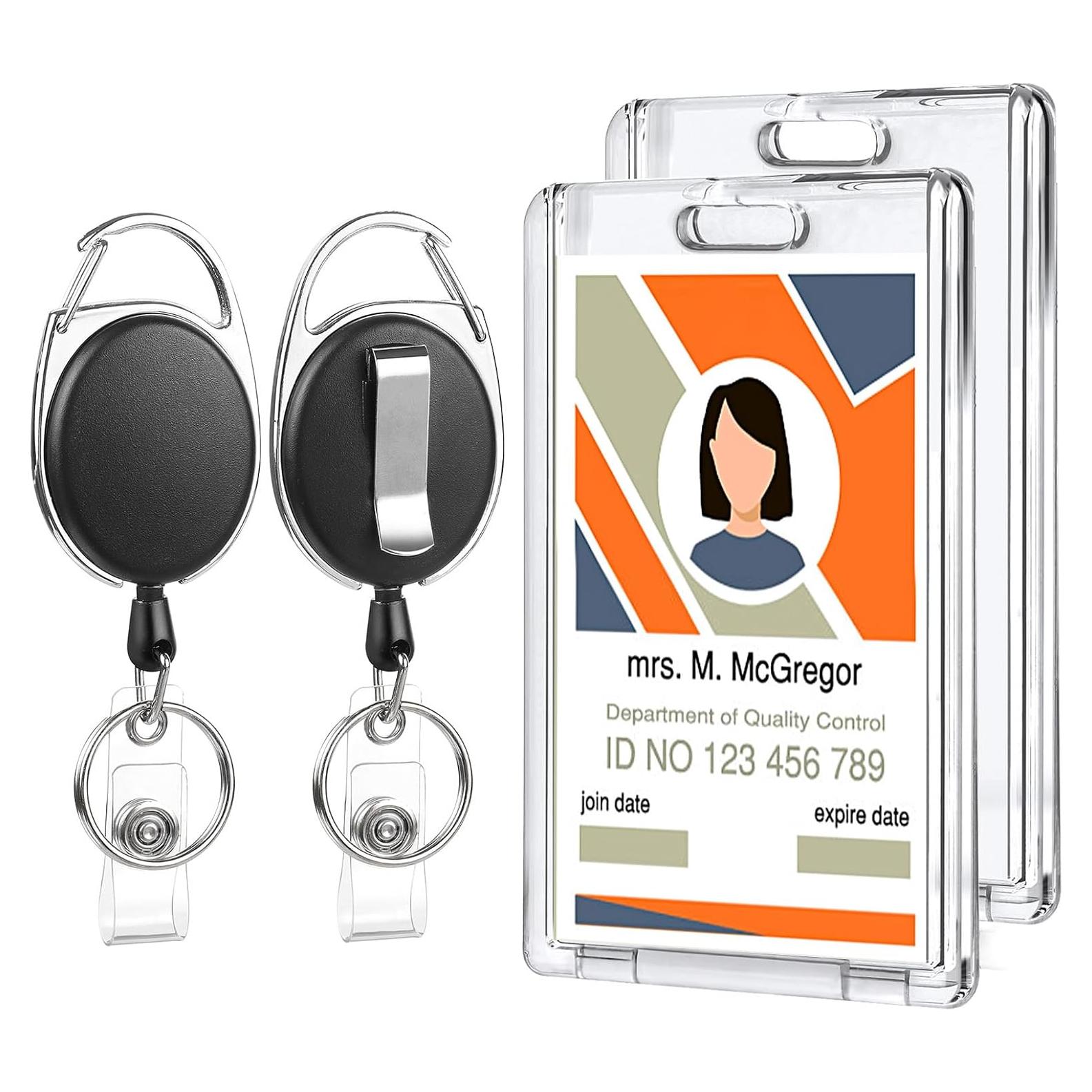 Set de 2 Portatarjetas Retráctiles Acrílico BESARME 18.1x9.1cm