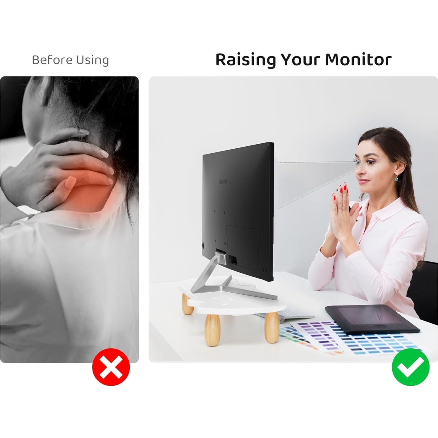 Soporte para Monitor Ergonómico AFOOYO Gato Blanco 42x21 cm