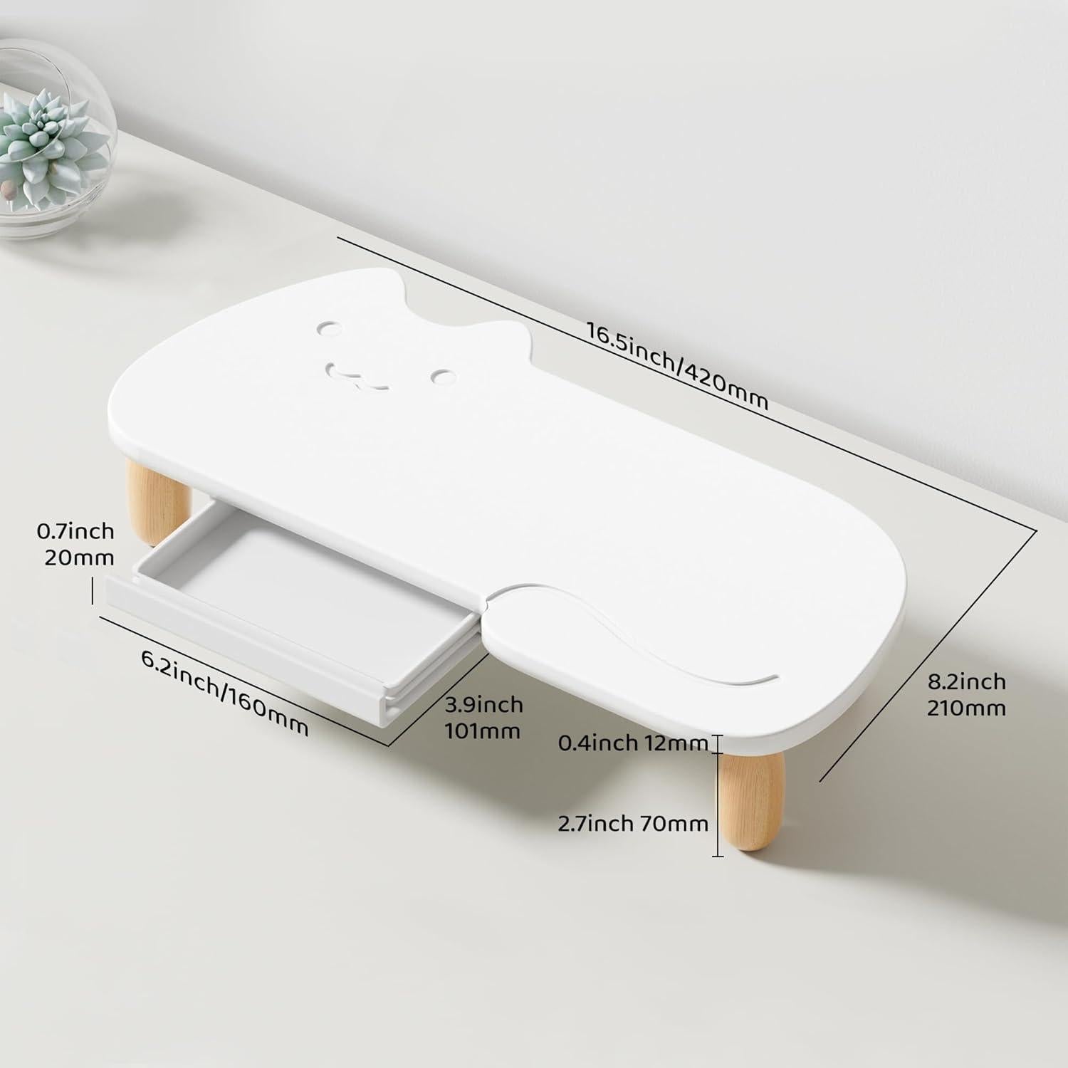 Soporte para Monitor Ergonómico AFOOYO Gato Blanco 42x21 cm