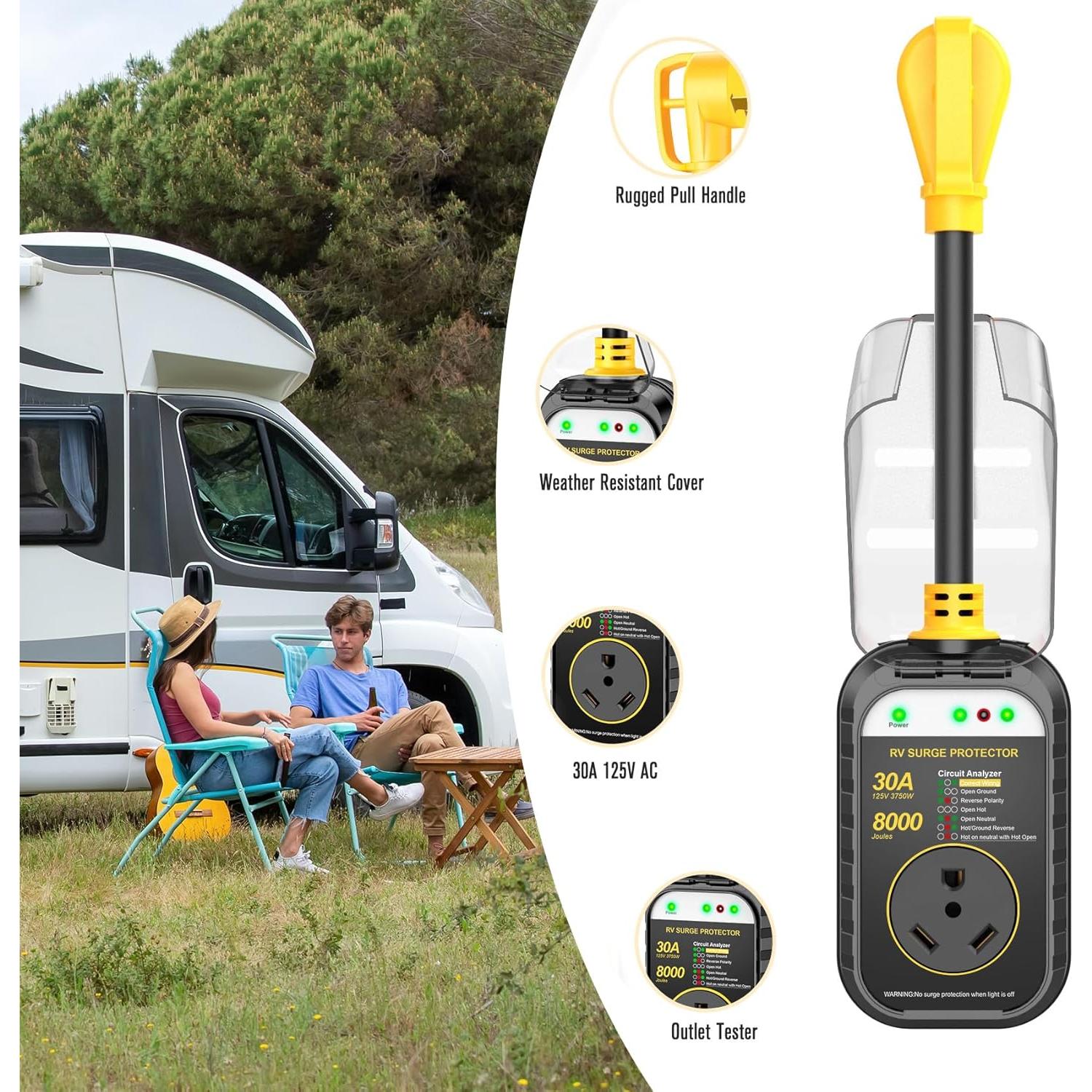 Protector de Sobretensión GEARGO 30A Analizador Circuito RV