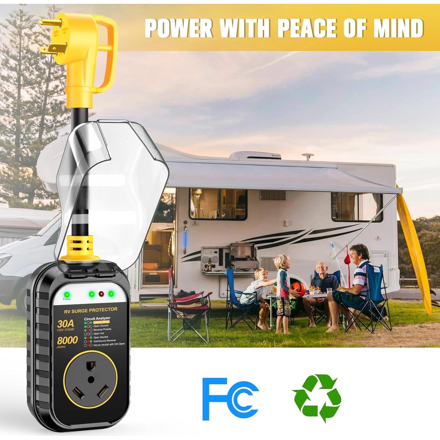 Protector de Sobretensión GEARGO 30A Analizador Circuito RV