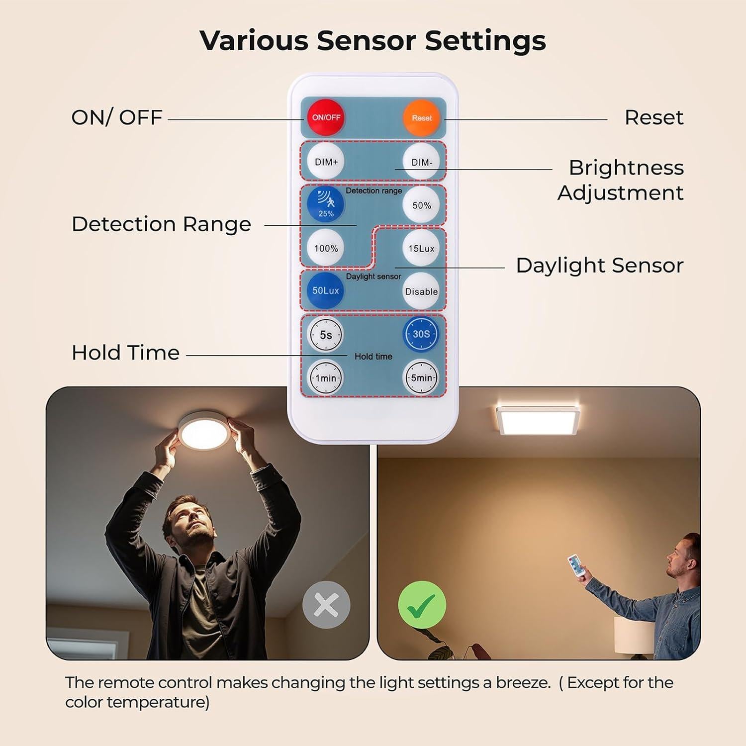 Luz de Techo LED Dimmable BLNAN 18W 1800LM con Sensor Radar