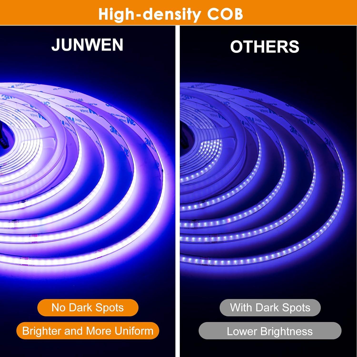 Tira de luz LED COB RGB 6m JUNWEN DC24V control app