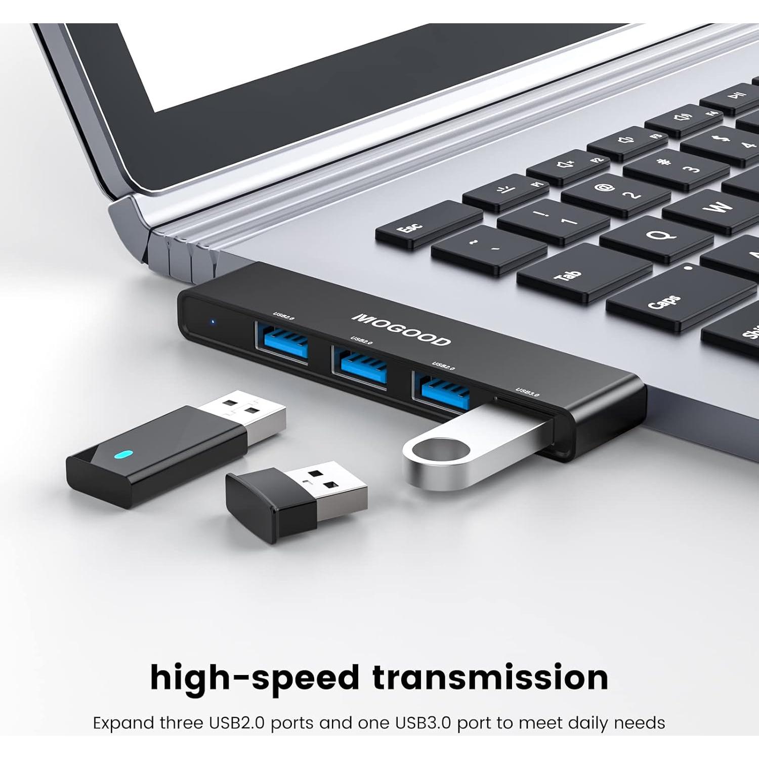 Hub USB 3.0 MOGOOD 4 Puertos Adaptador Multiport Negro