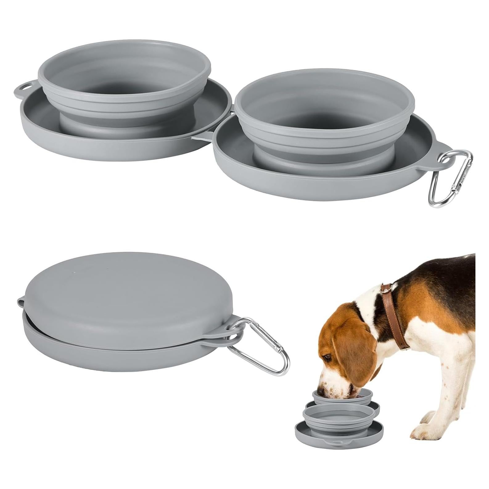 Cuenco Plegable 2 en 1 para Perros y Gatos Gris - 300ml