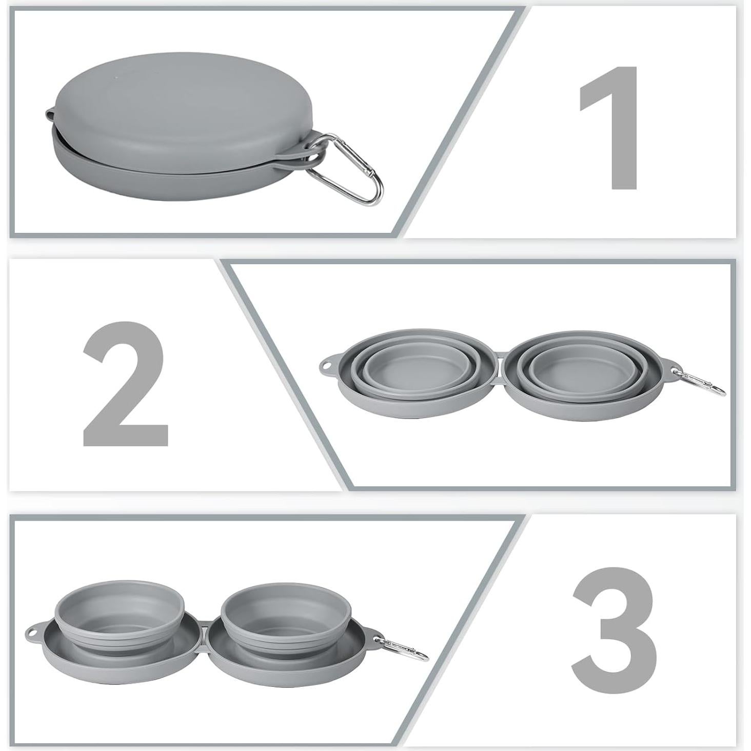 Cuenco Plegable 2 en 1 para Perros y Gatos Gris - 300ml
