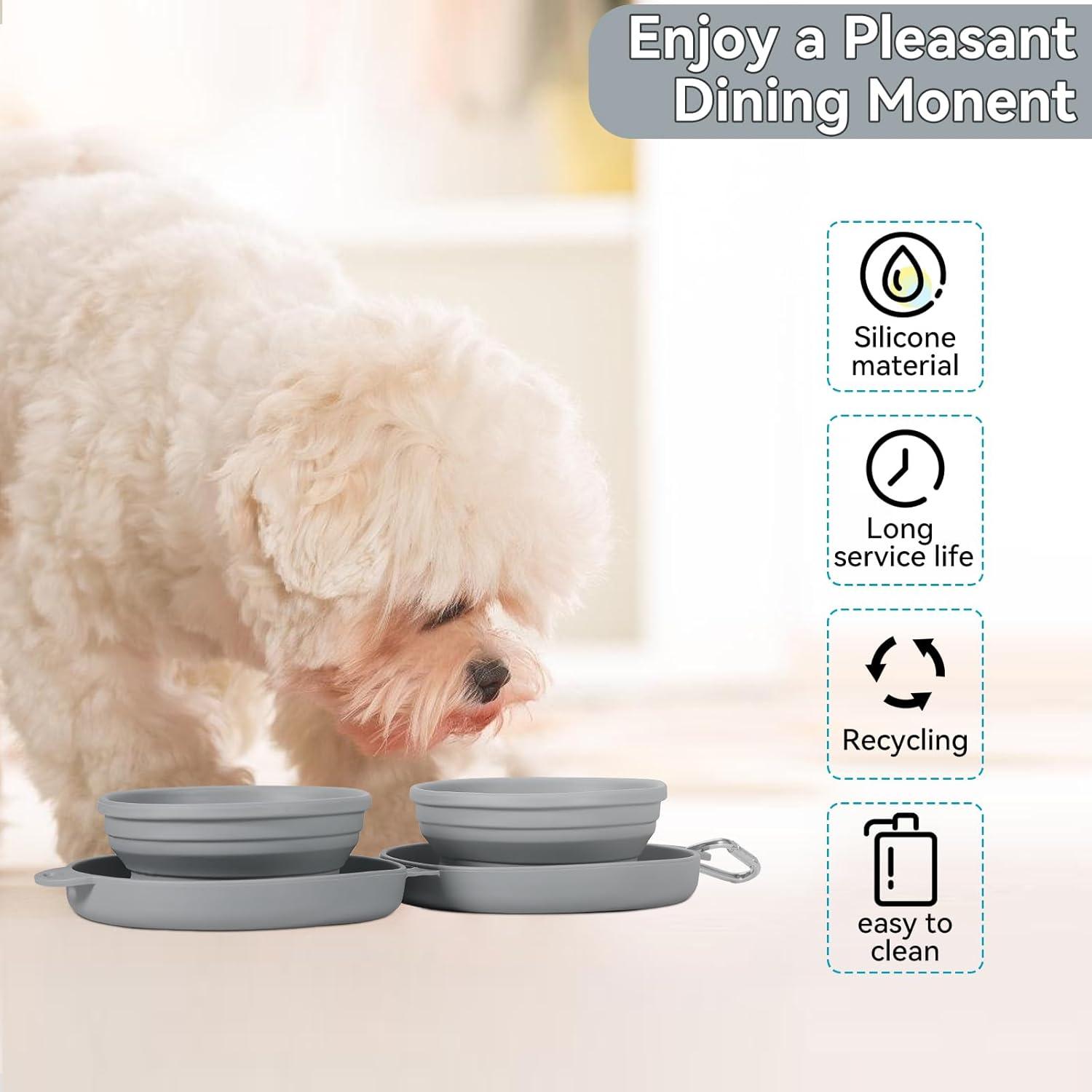 Cuenco Plegable 2 en 1 para Perros y Gatos Gris - 300ml