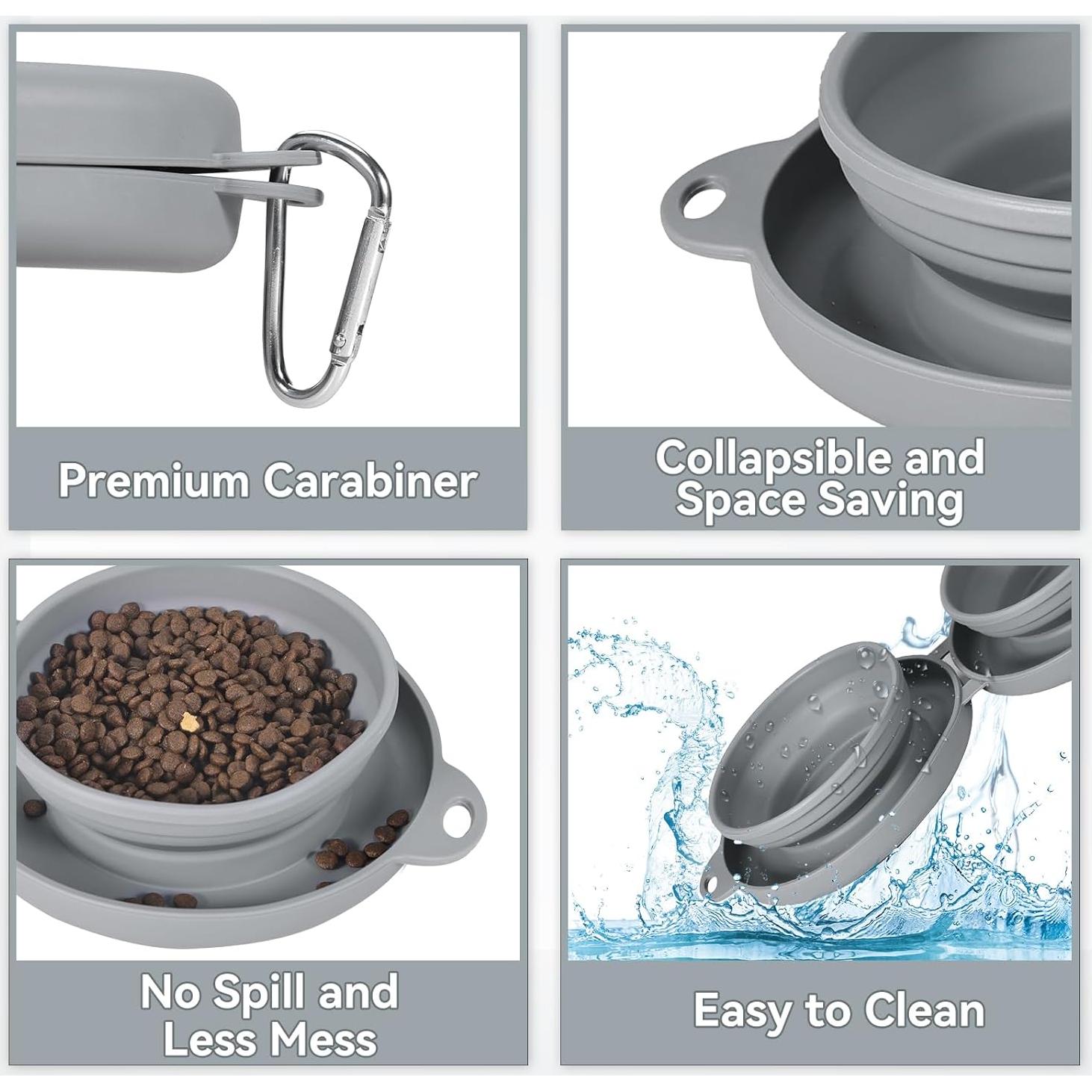 Cuenco Plegable 2 en 1 para Perros y Gatos Gris - 300ml