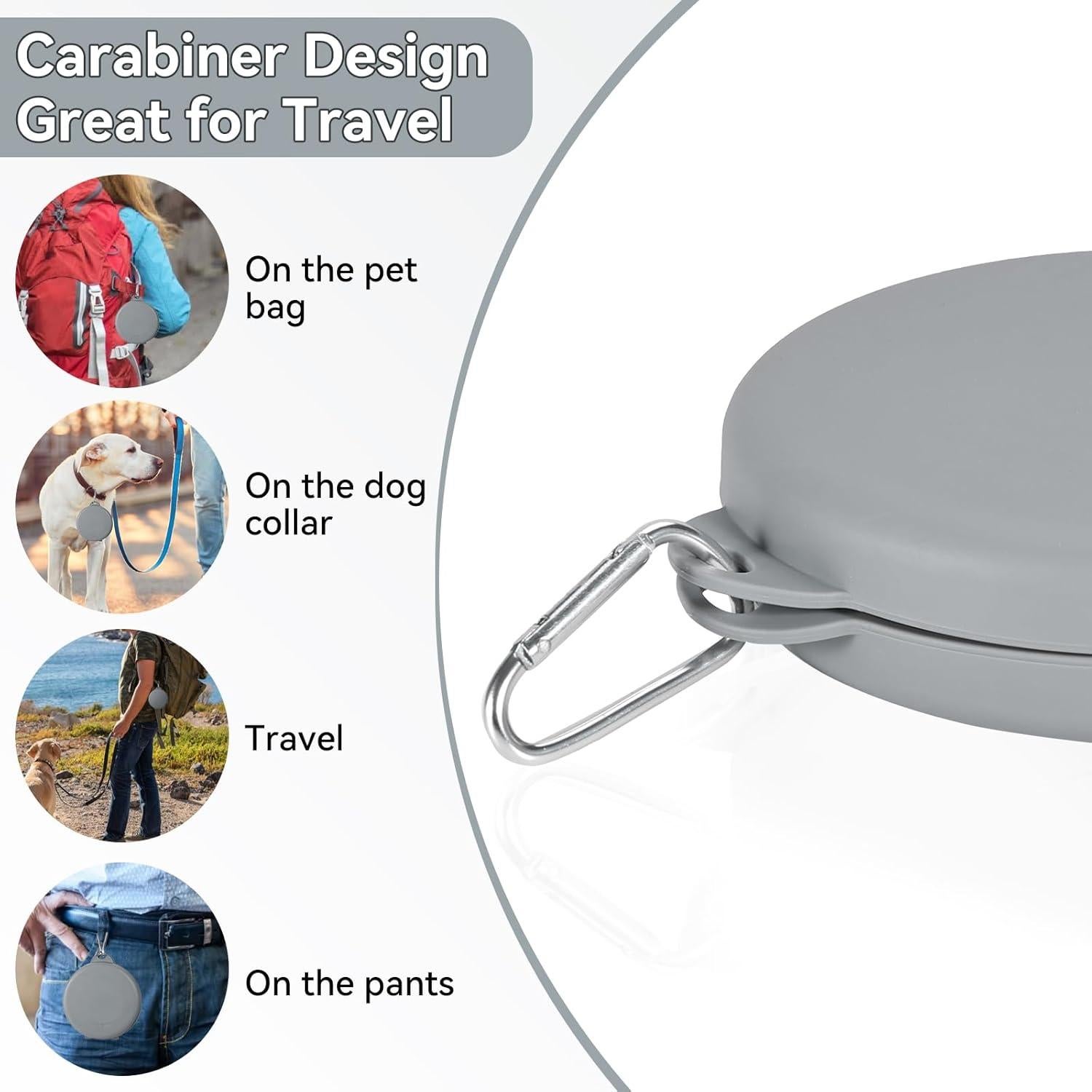 Cuenco Plegable 2 en 1 para Perros y Gatos Gris - 300ml