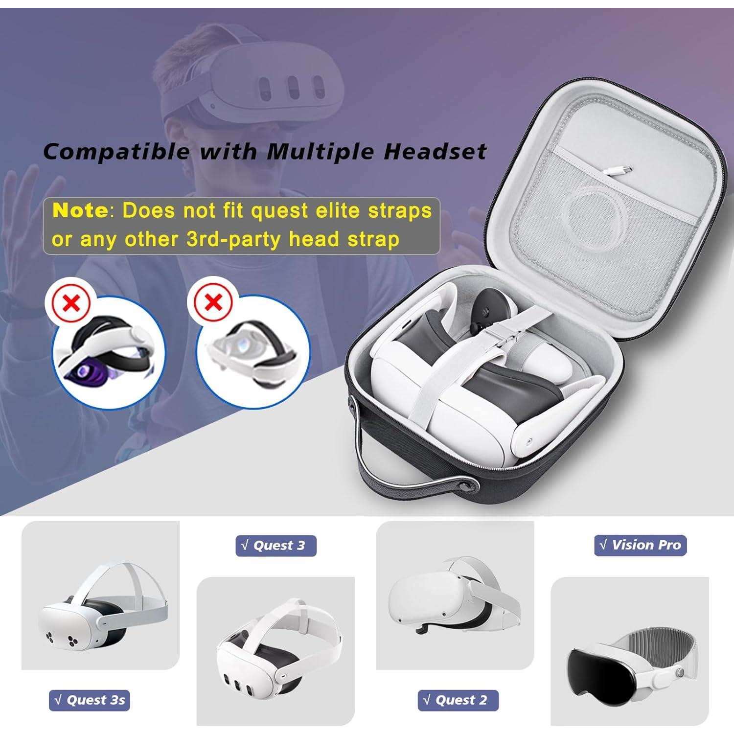 Funda Dura Krypthos para Meta Quest 3S/3/2 y Vision Pro - Negro