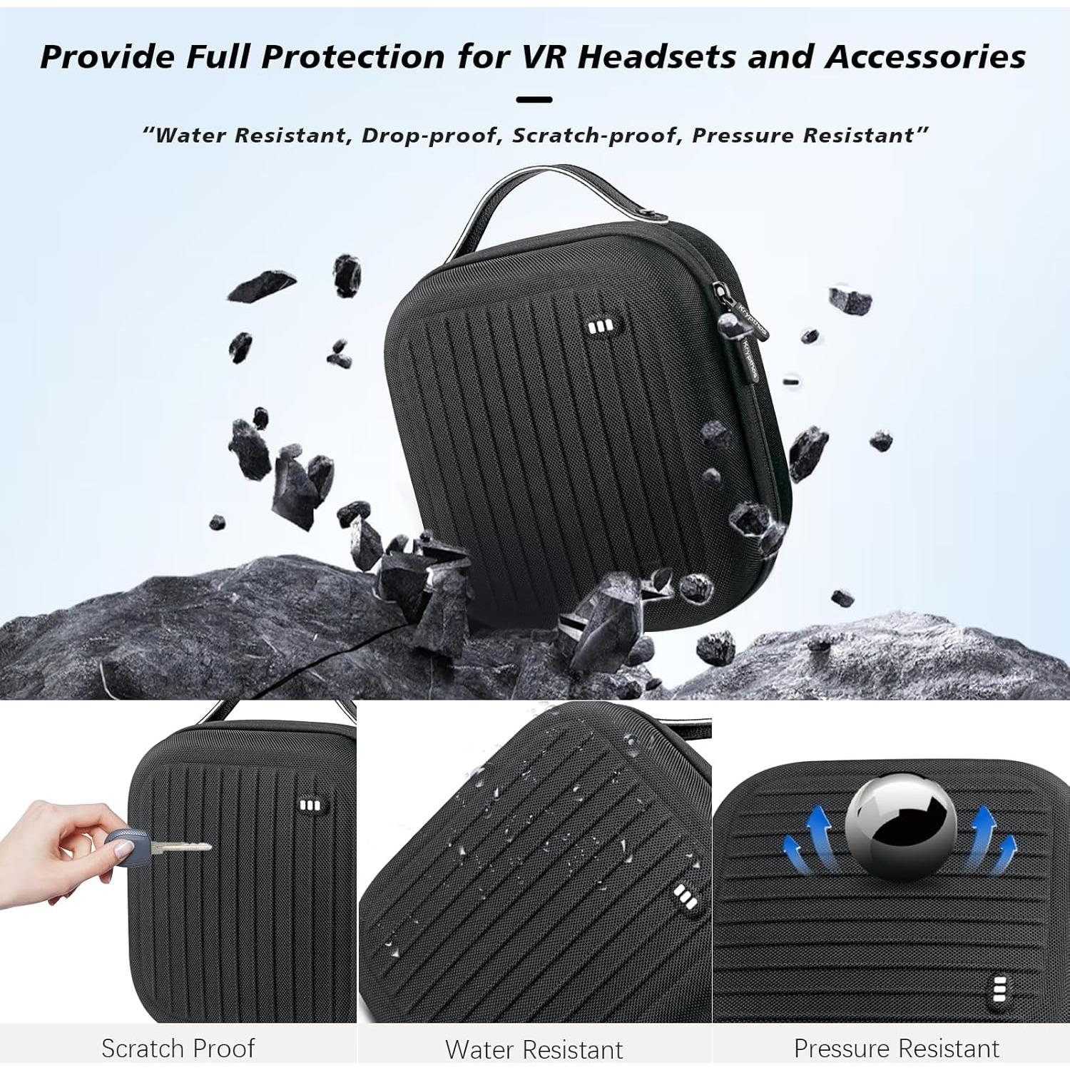 Funda Dura Krypthos para Meta Quest 3S/3/2 y Vision Pro - Negro