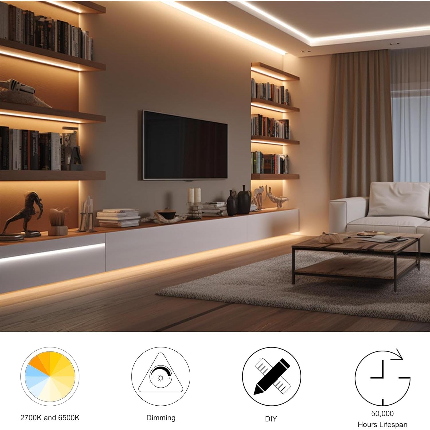 Tira de Luz LED COB Dimmable 2m AXMOTUT 2700K-6500K 24V