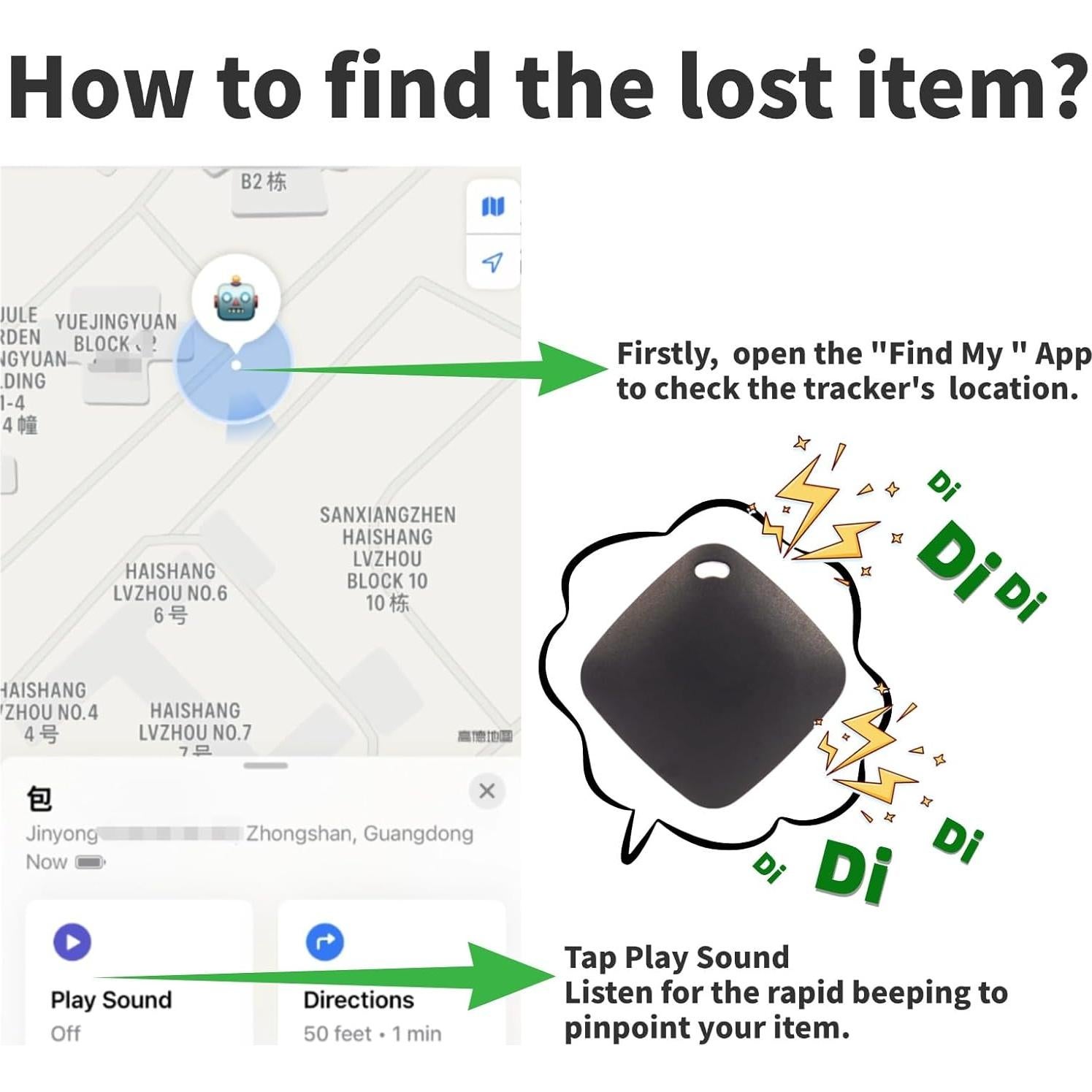 Rastreador de Objetos Smart Air Tag Apple Find My Negro