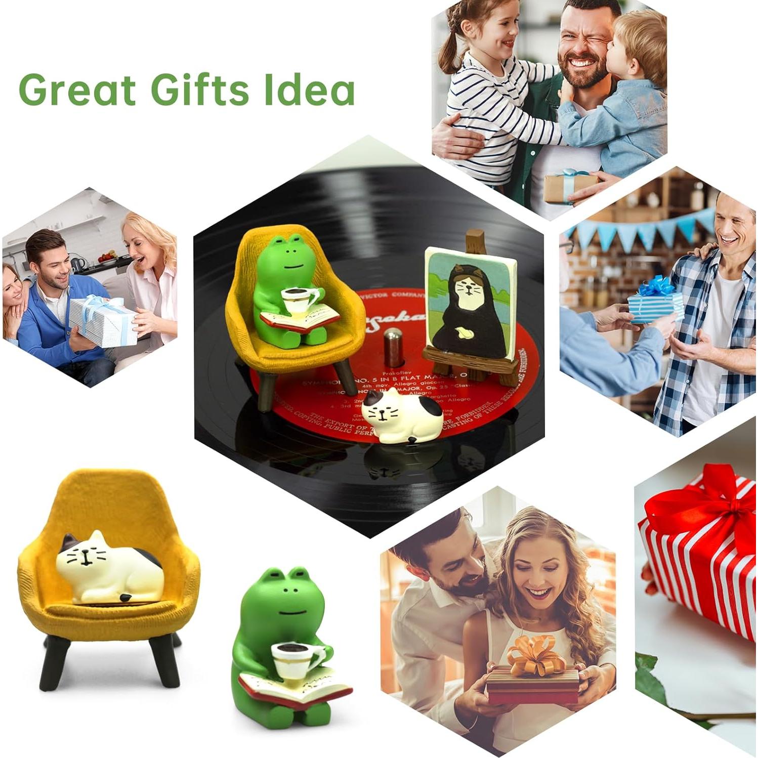 Figuras Decorativas de Rana y Gato RAQWI - Accesorios de Escritorio