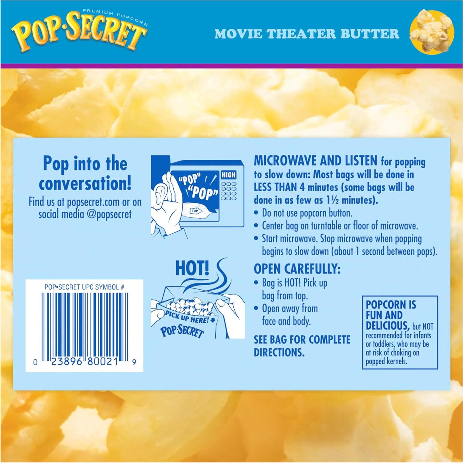 Palomitas de Maíz para Microondas Pop Secret Mantequilla 12 Bolsas