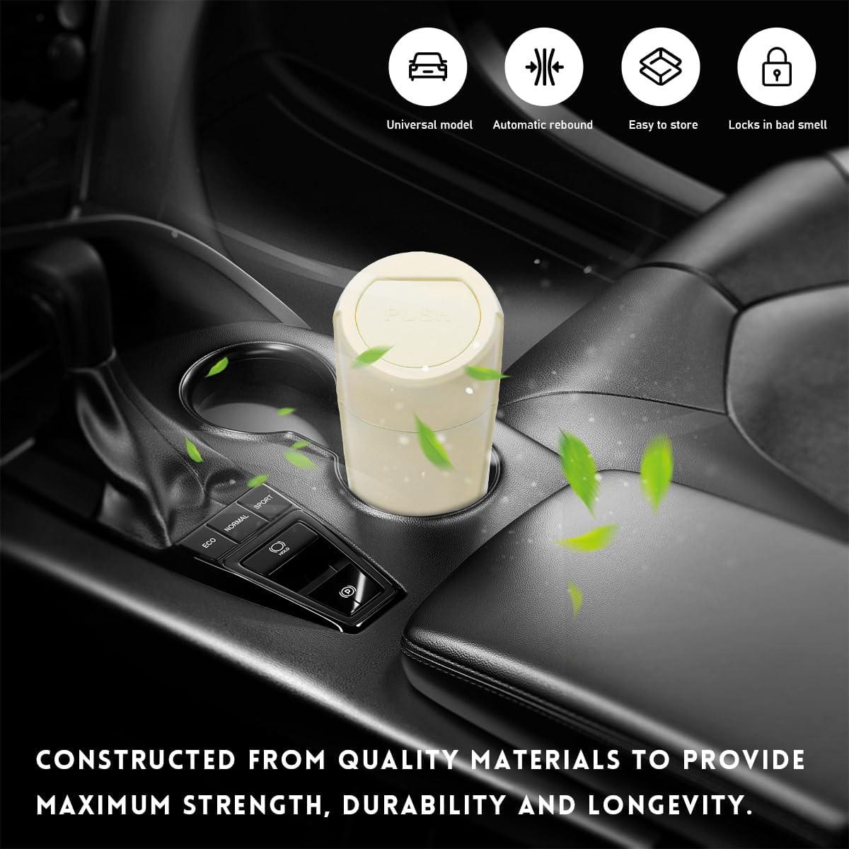 Bote de Basura para Auto Wevdn Beige 1200ml a Prueba de Fugas