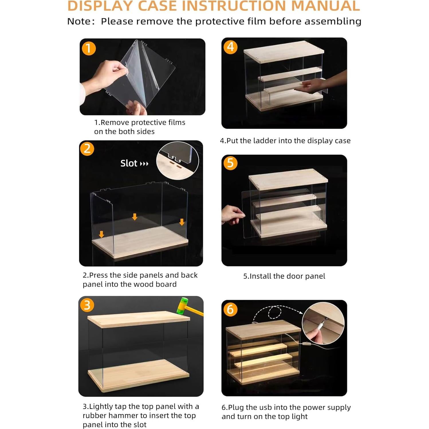 Caja de Exhibición Acrílica con Luz LED 4 Niveles AZEYN 32x24.5x27cm