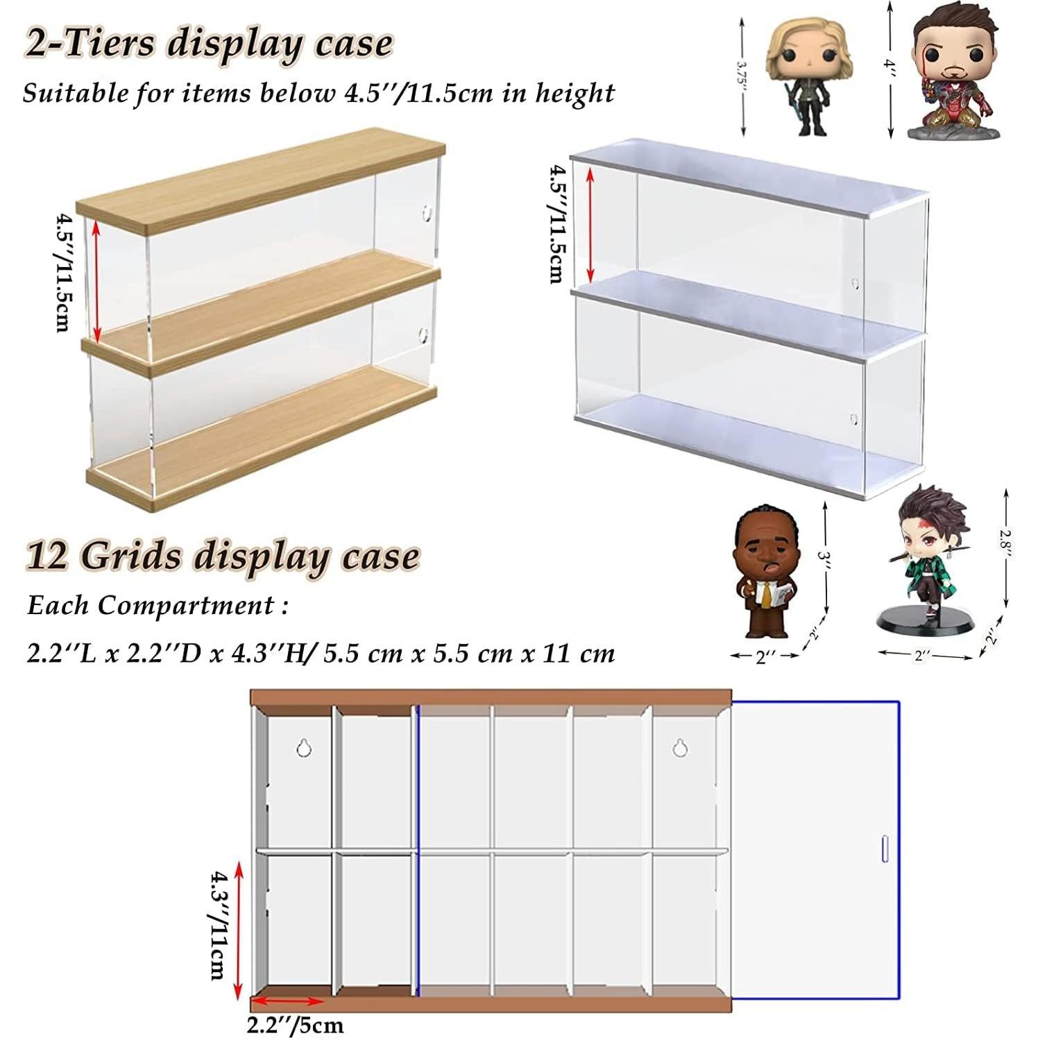 Estante de exhibición acrílico ELEpure 2 niveles para Funko Pop