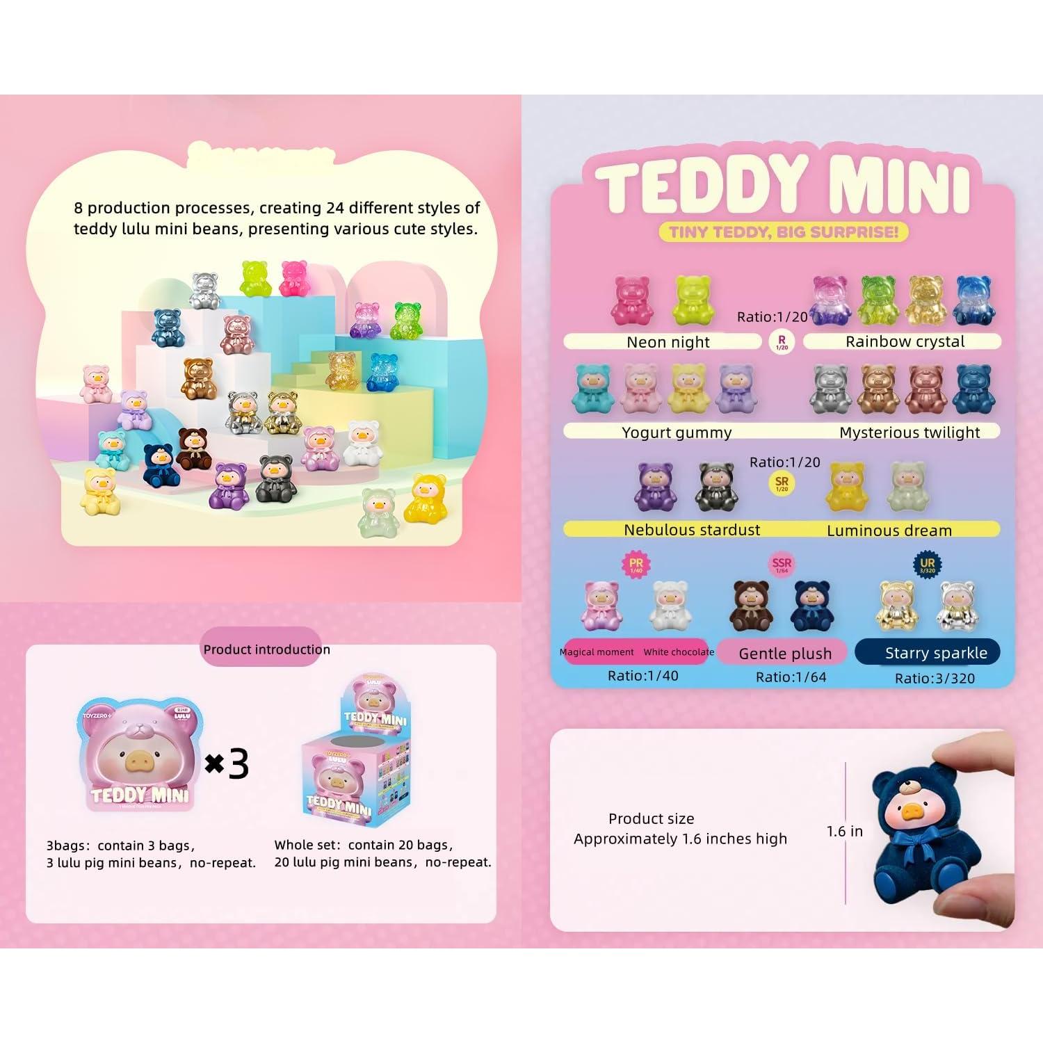 Figuras Kawaii Lulu El Cerdito Oso Mini Frijol - 20 Bolsas