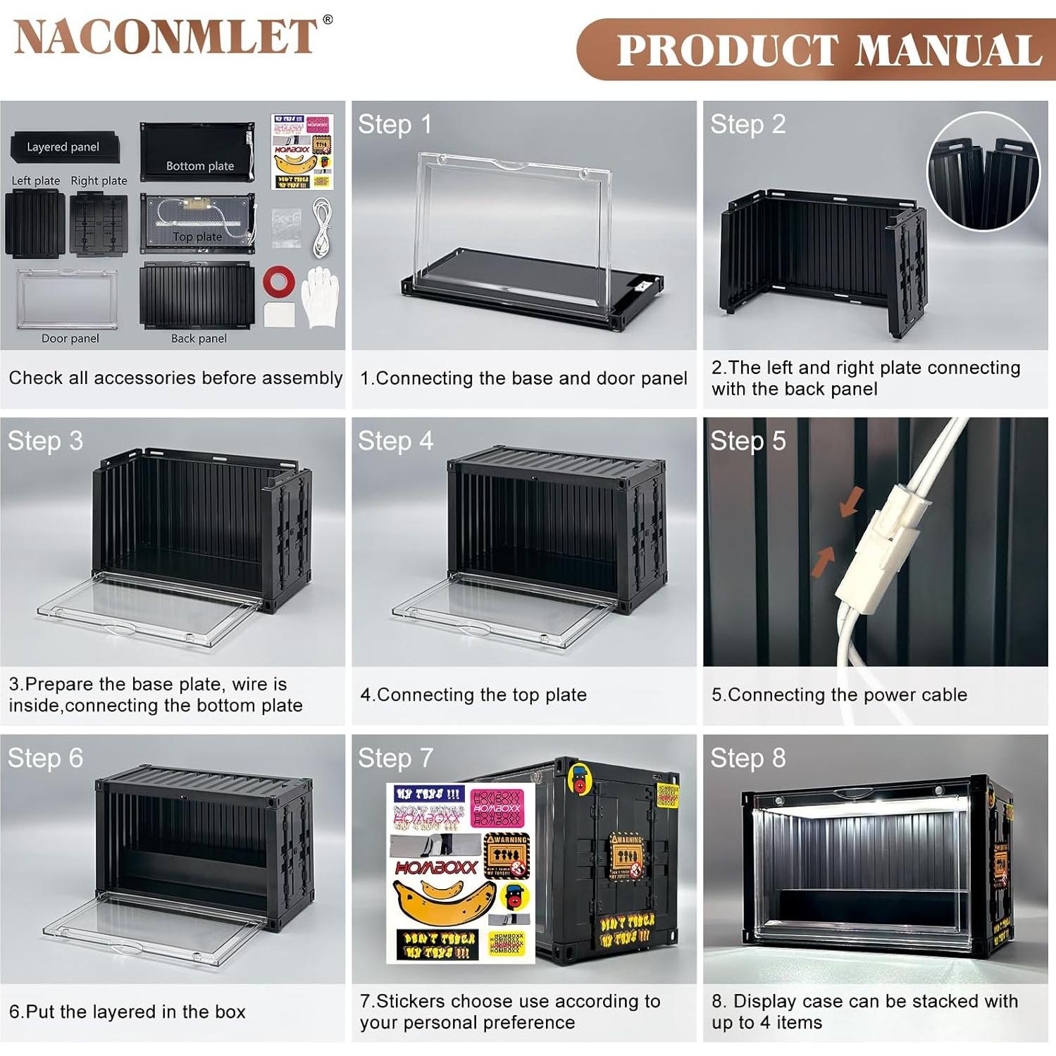 Caja de Exhibición LED Naconmlet 23x12x14 cm para Figuras