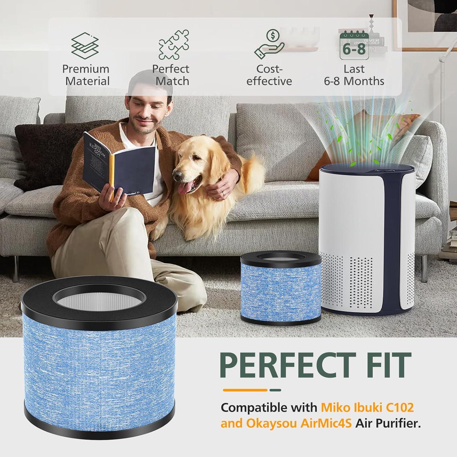 Paquete de 2 Filtros de Aire HEPA Verdadero isinlive C102