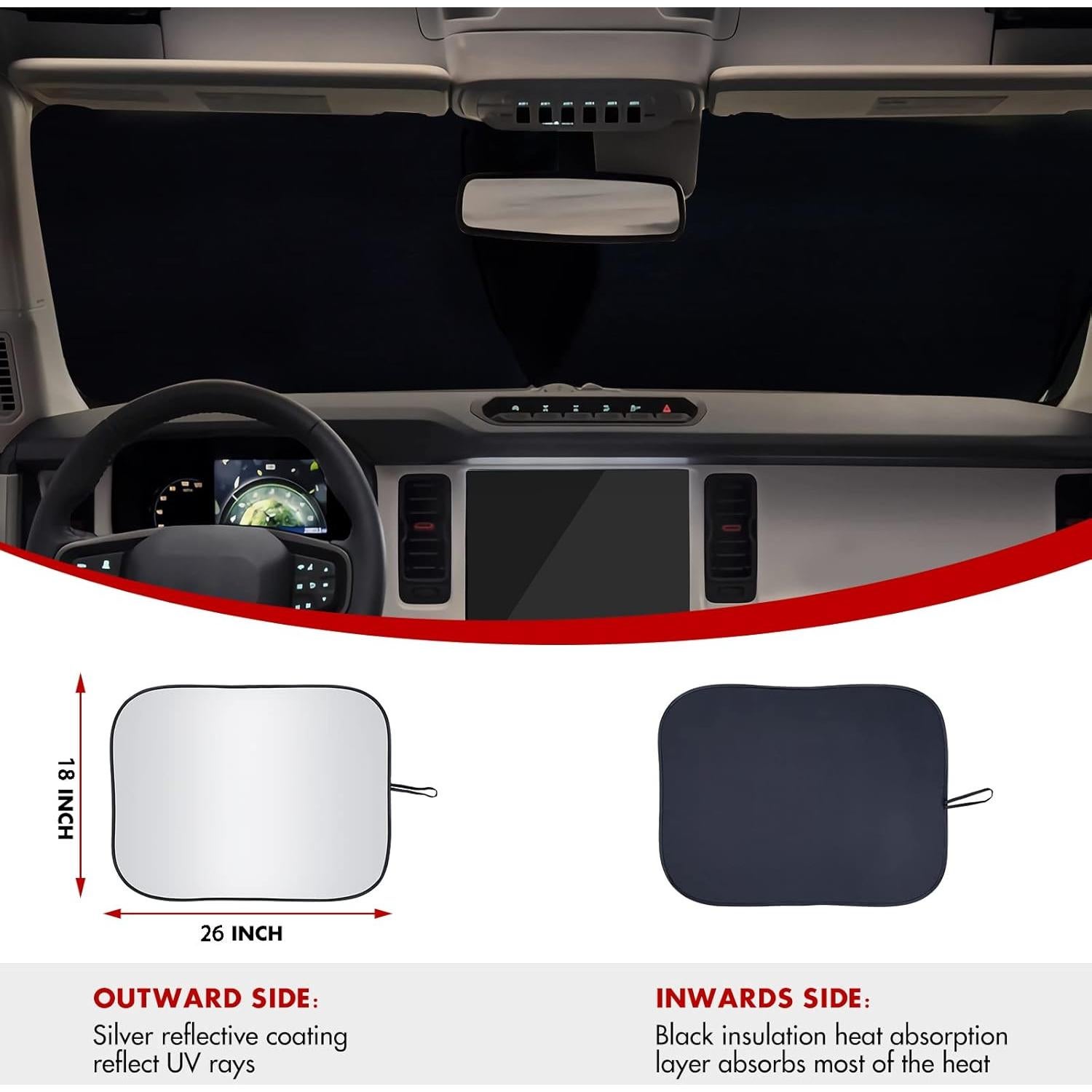 Cubierta Sombra Parabrisas Coche Vepagoo 2 Piezas 45.7x66 cm