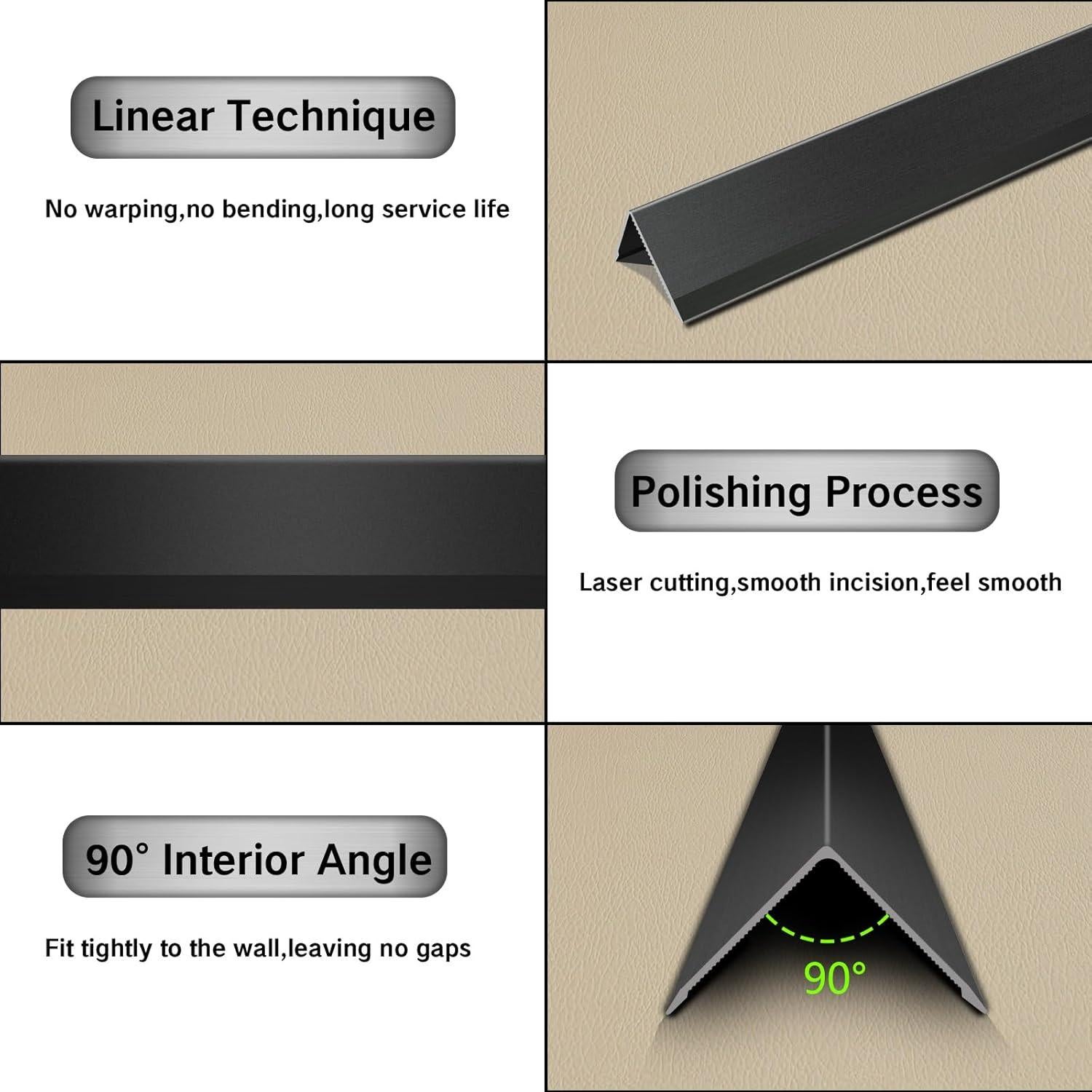 Protectores de Esquinas de Aluminio SWPEC 0.60x0.60m 6PCS Negro