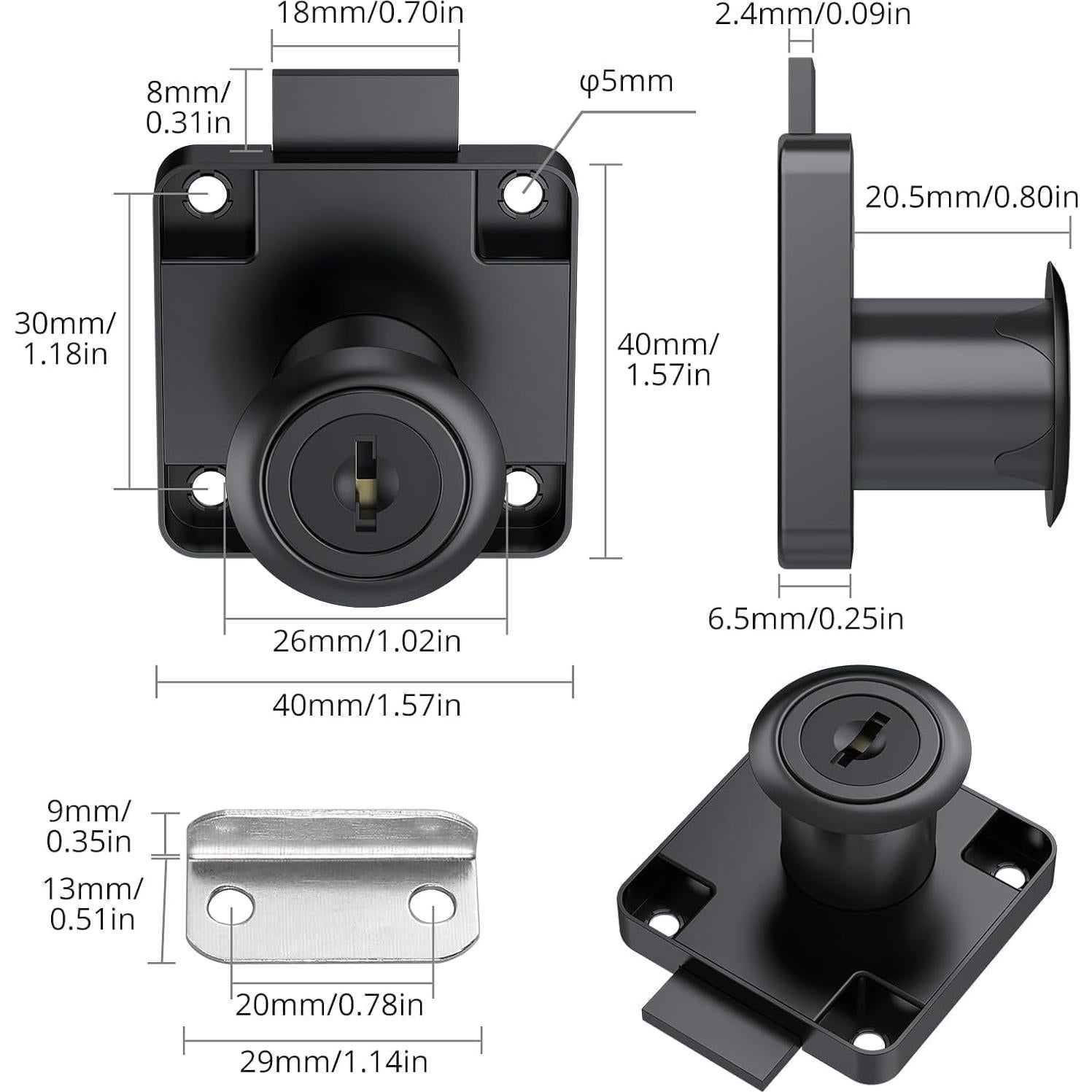 Cerradura de Mueble Tanice 4 Piezas Zinc con Llave Igual