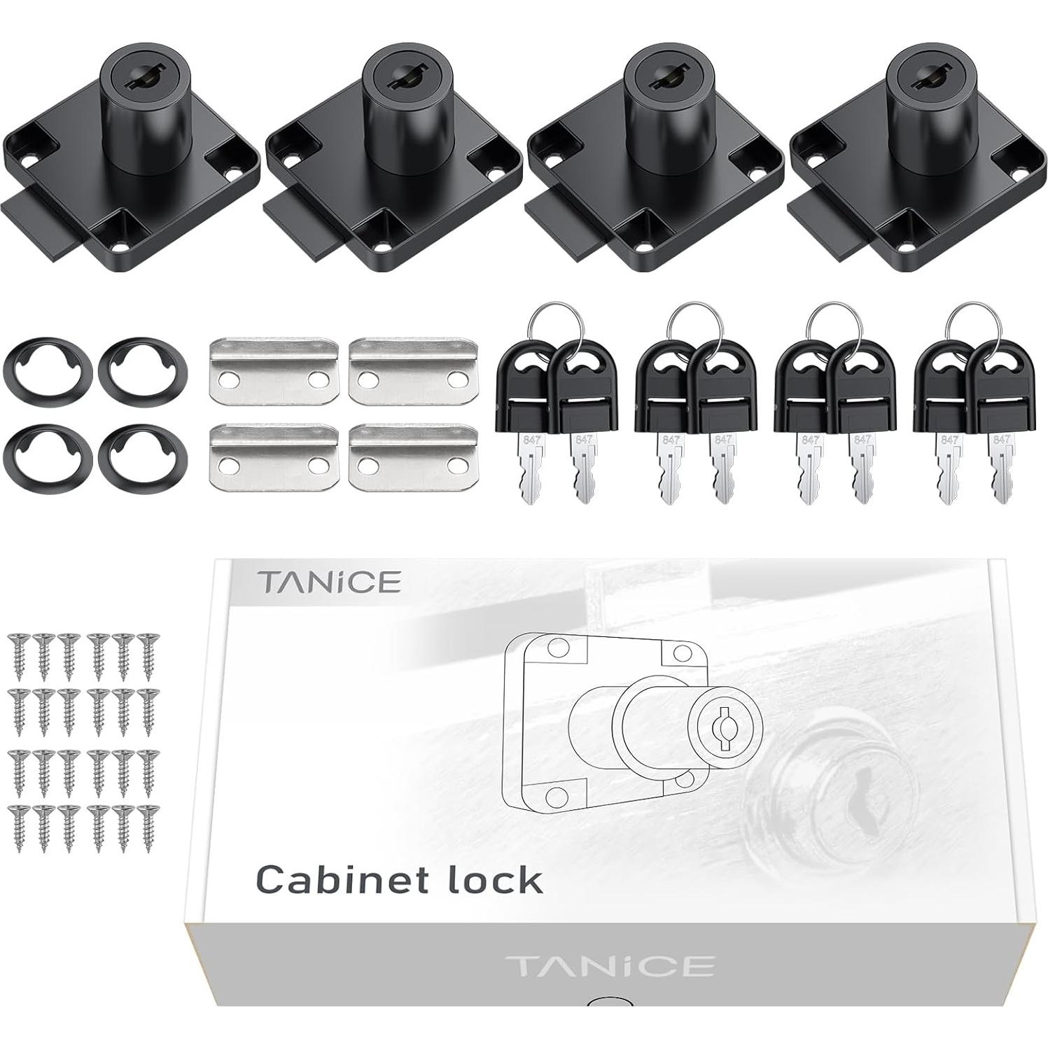 Cerradura de Mueble Tanice 4 Piezas Zinc con Llave Igual